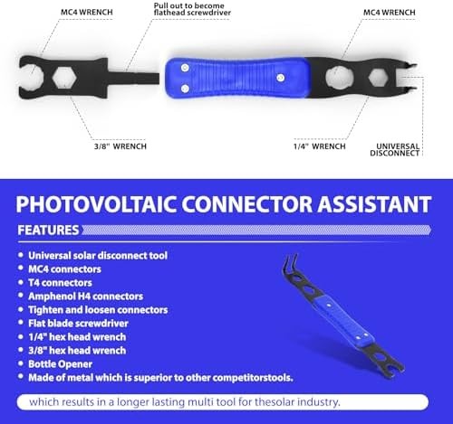 Mc4 Disconnect Tool, Solar Serpent 5-in-1 Multipurpose Solar Connector Tool, Ass