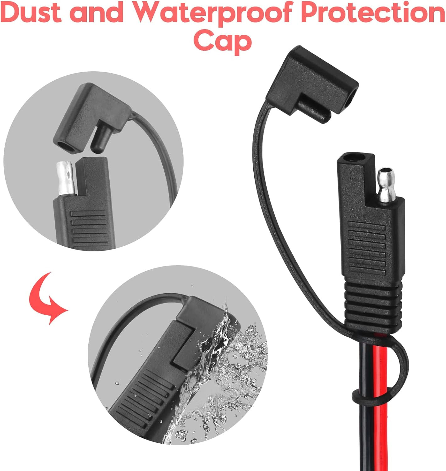 12AWG SAE Y Splitter Extension Cable with SAE Polarity Reverse Adapter 2 FT SAE