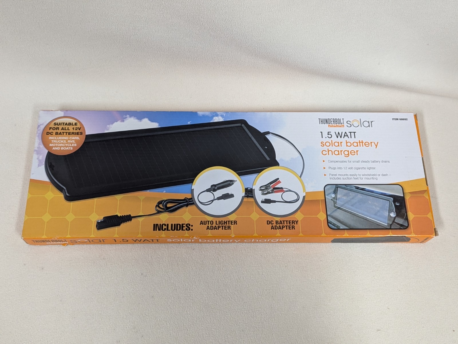 Thunderbolt Magnum Solar 1.5 Watt Battery Charger Solar Power ~ NEW NIB