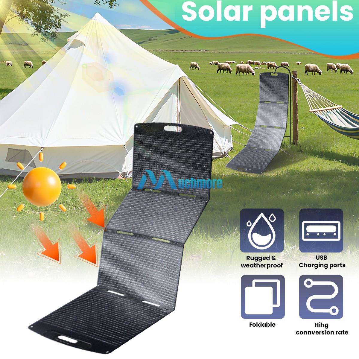 100W 200W Portable Solar Panel Solar IP65 Multiplug For Power Station RV Camping