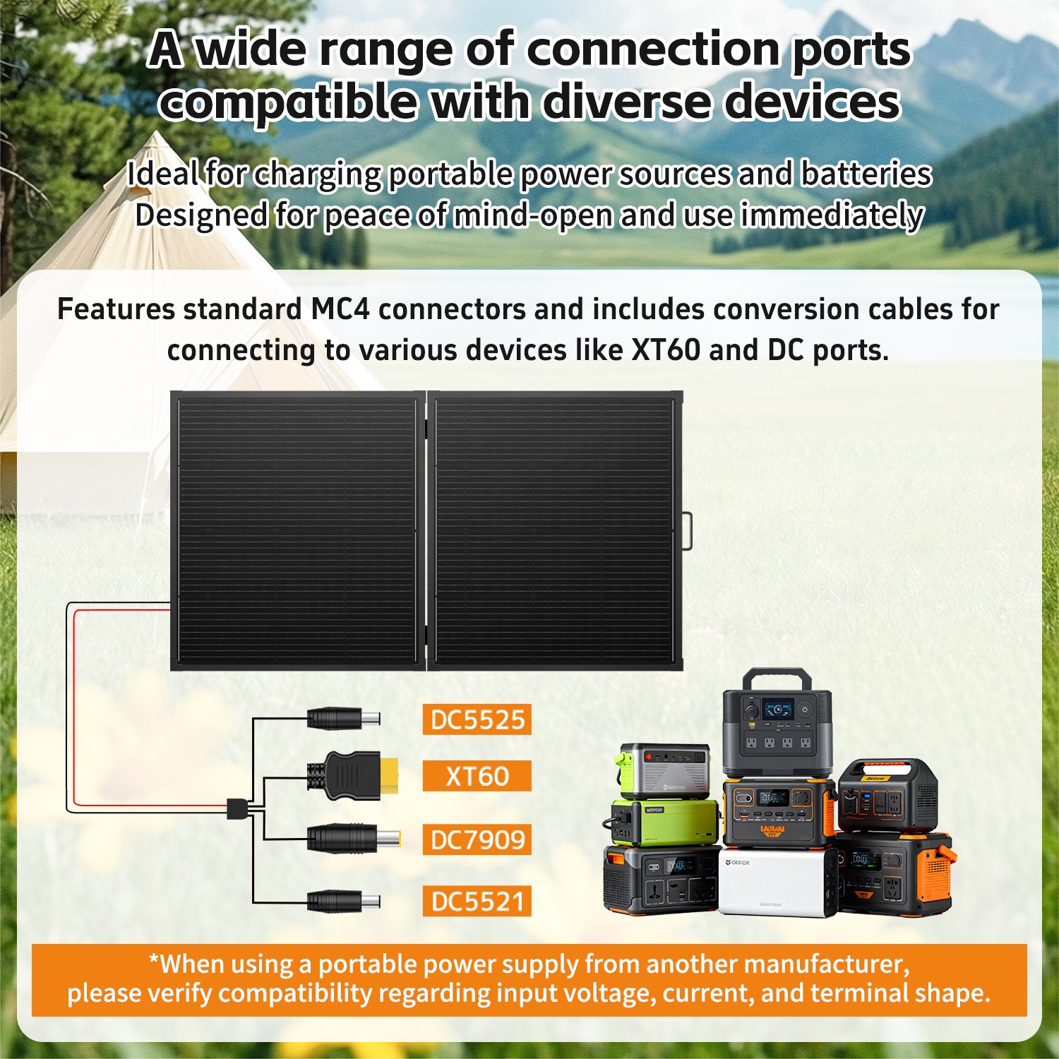 200W Portable Solar Panel ETFE Foldable Solar Charger for Power Station Charging