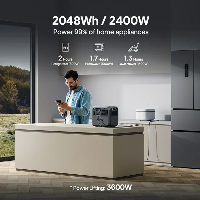 BLUETTI AC200L 2048Wh Solar Generator+200W Solar Panel Kit for RV/Camping/Backup