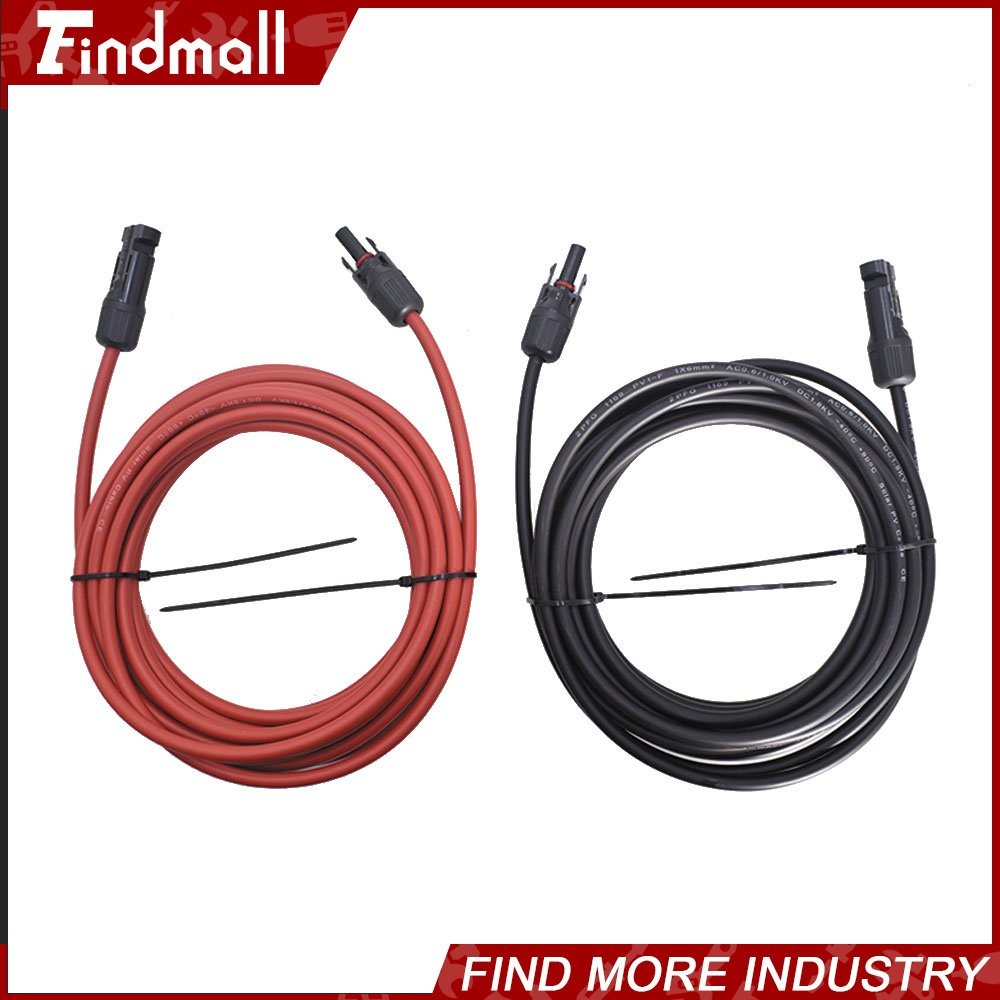 Findmall 1 Pair 20FT Solar Panel Extension Cable Wire Connector 6mm²/10AWG