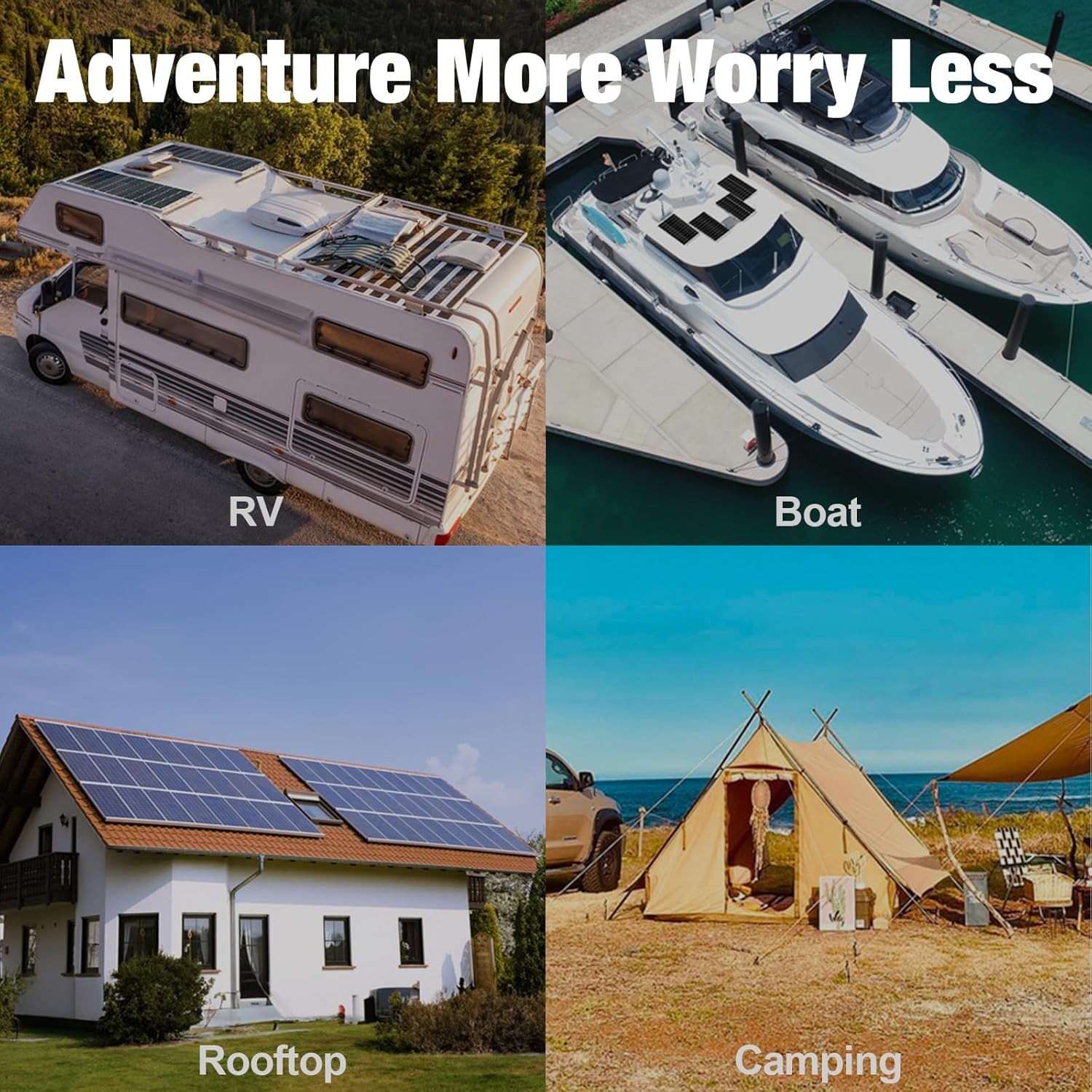 Solperk 200W Solar Panels (2-pc x 100W) Off-Grid RV Camping Marine Rooftop