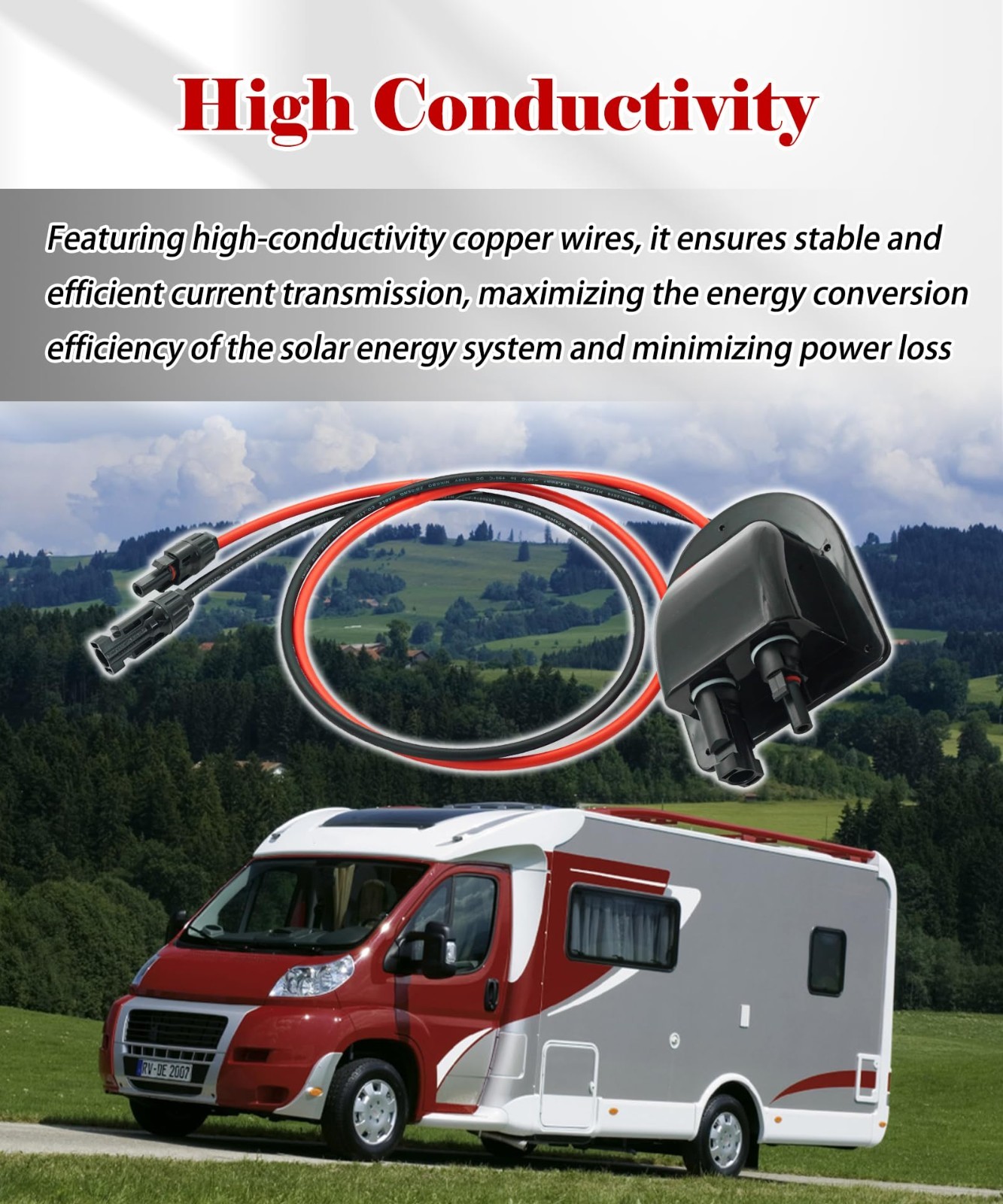 Solar Cable Entry Gland with 10AWG Extension Cable & MC4 Connectors for RV, Boat