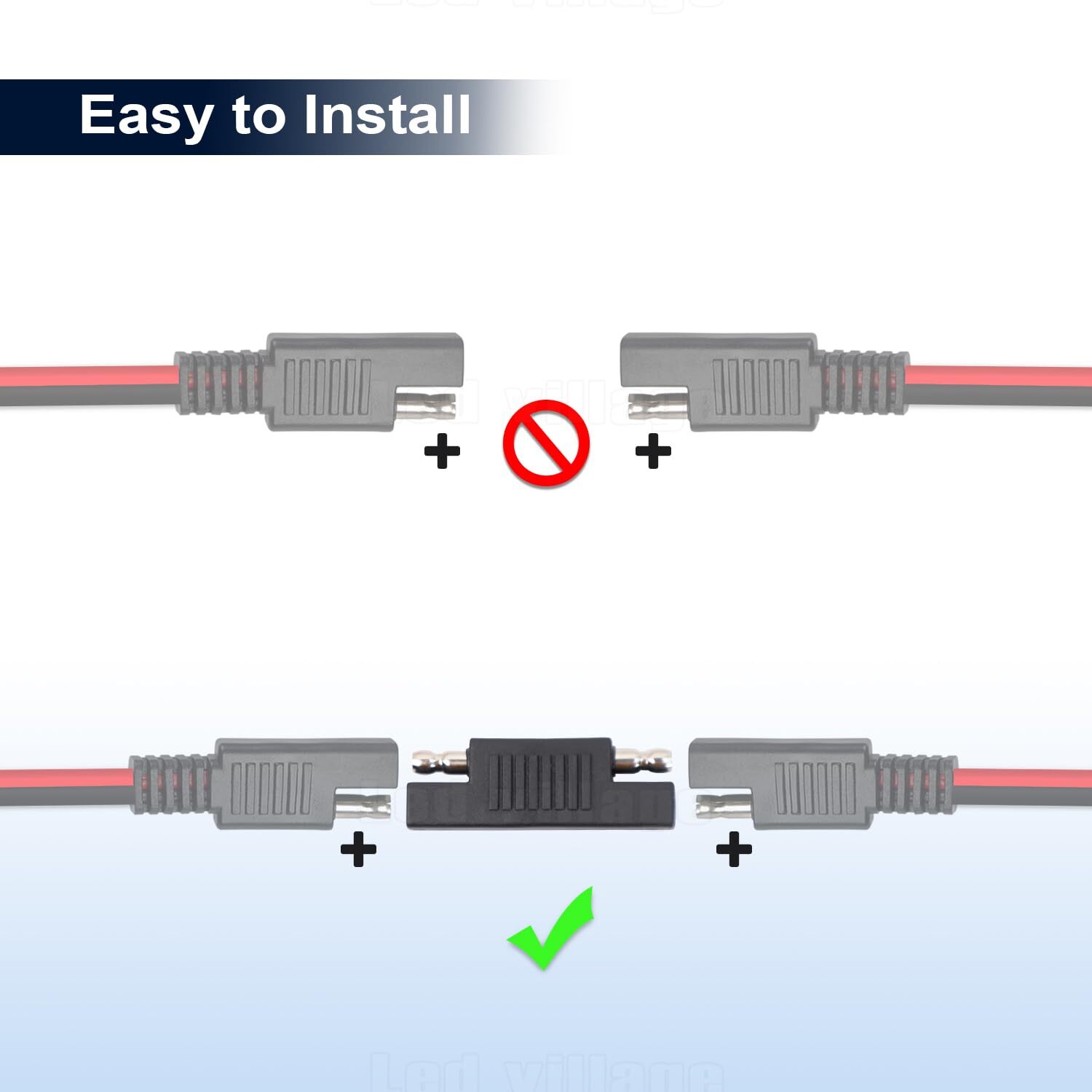 10 Pack SAE to SAE Polarity Reverse Quick Disconnect Cable Plug Adapter