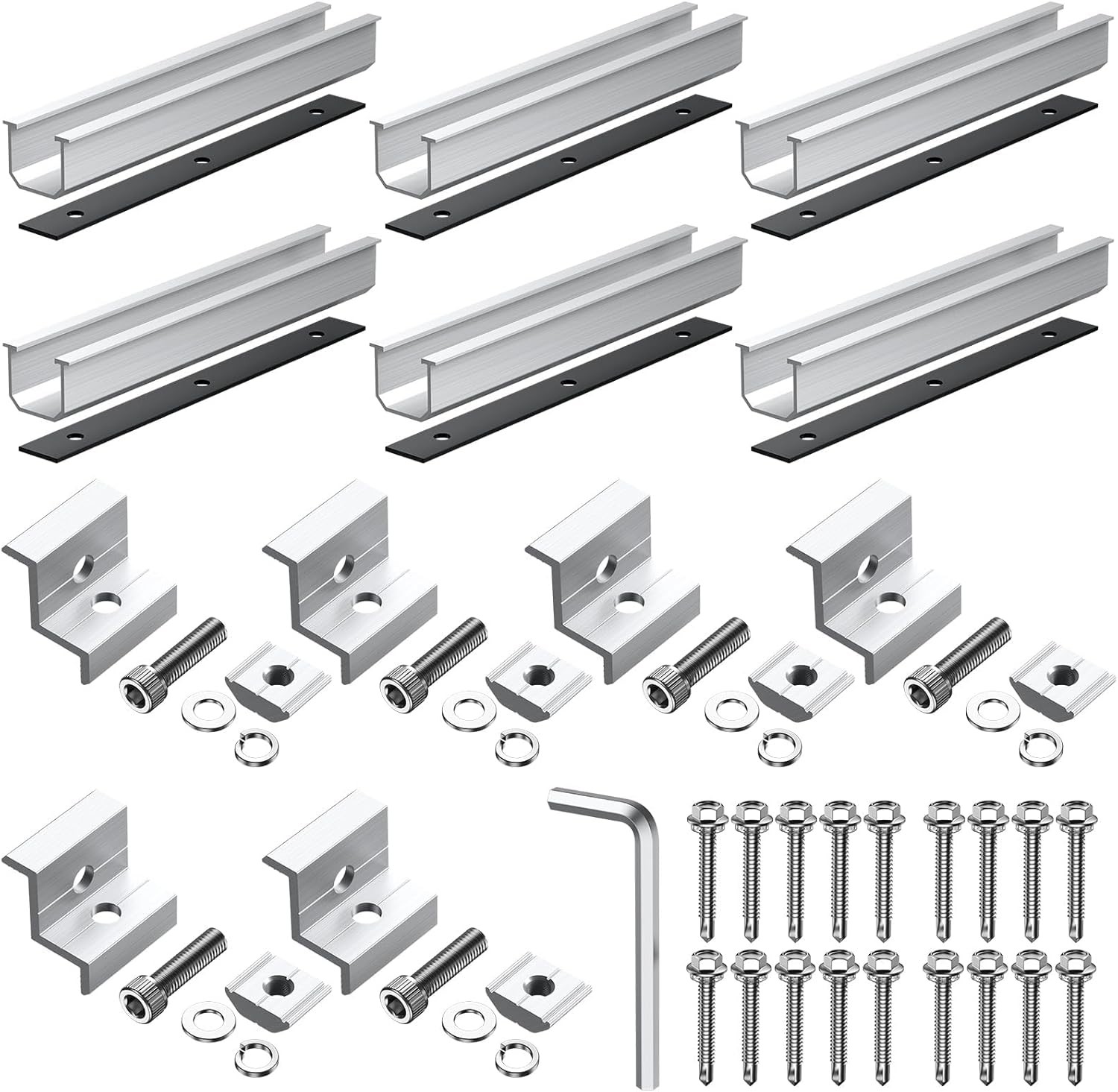 Solar Panel Bracket Kit, 6 Pcs 7.87 in Aluminium Solar Panel Mounting Rail 30Mm/
