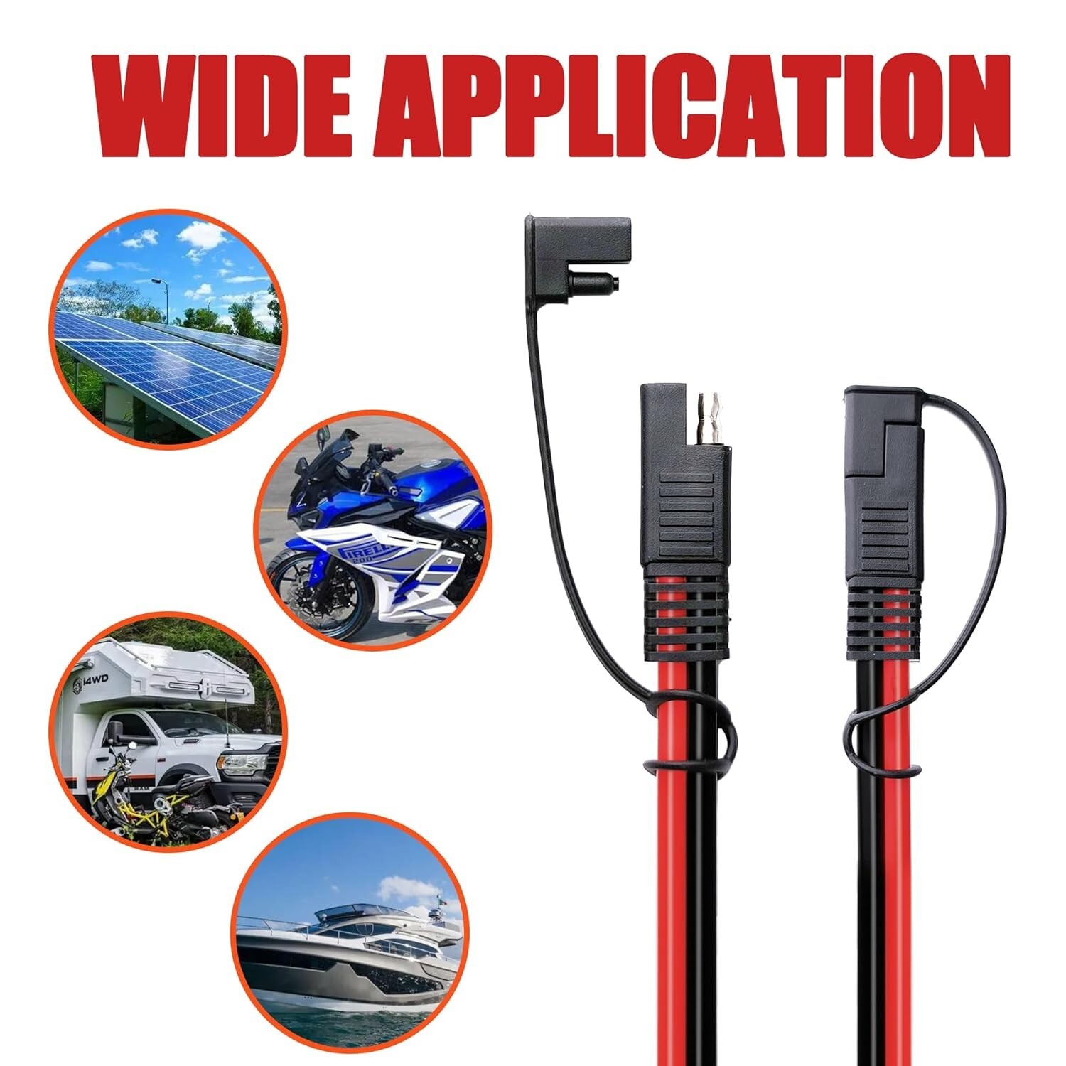 50 FT SAE to SAE Extension Cable 12AWG,12 Gauge SAE Adapter Cable,SAE Ports W…
