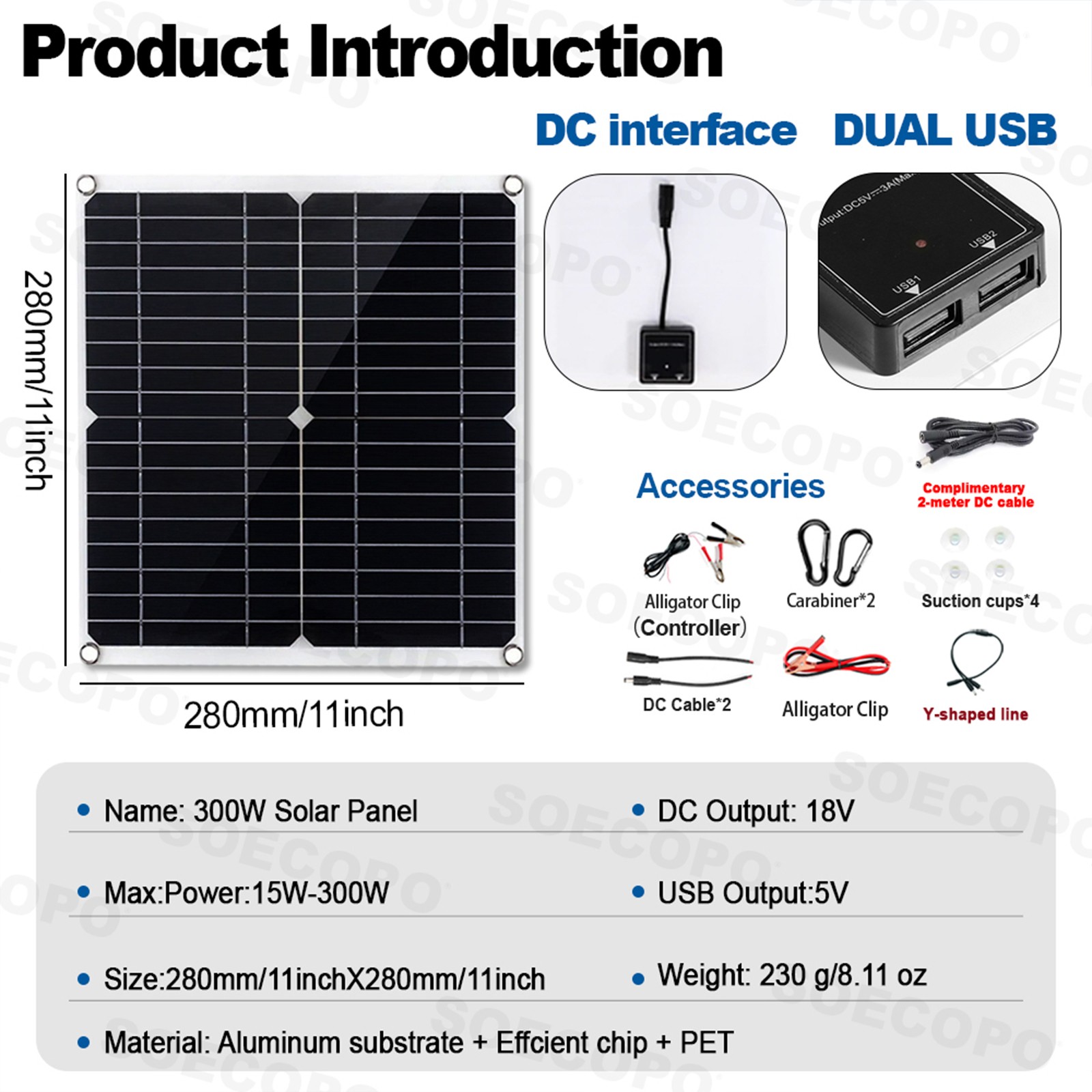 900W Solar Charging Kit with Y-Cable + 2 x 300W Panels + 2M Emergency Power