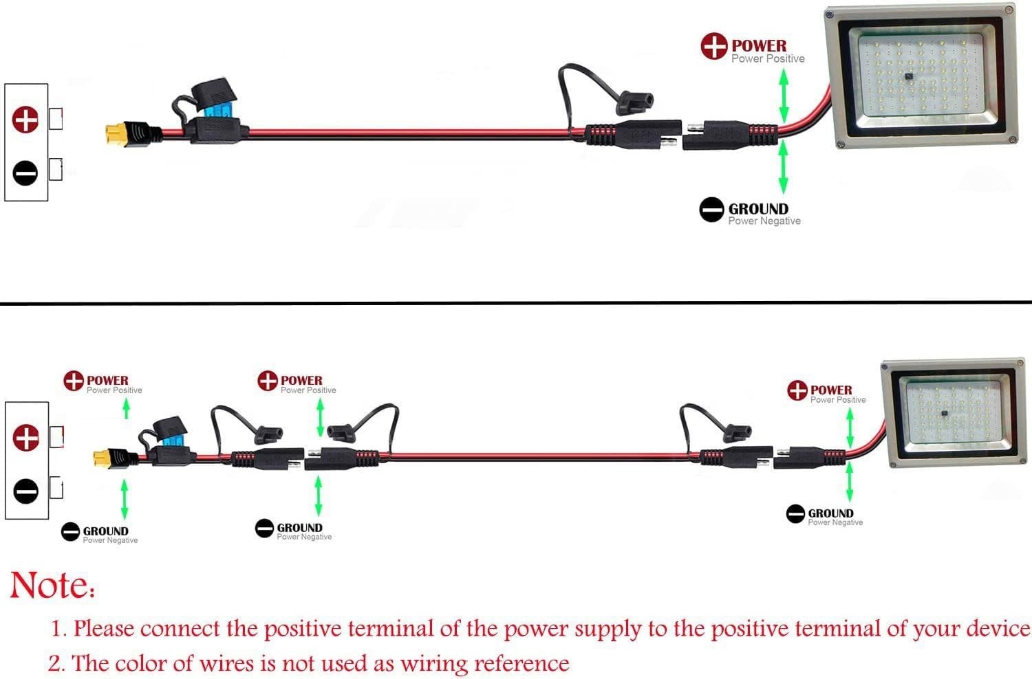 10AWG SAE to XT60 Connector Extension Cable,With 15A Protection Fuse for Safety,