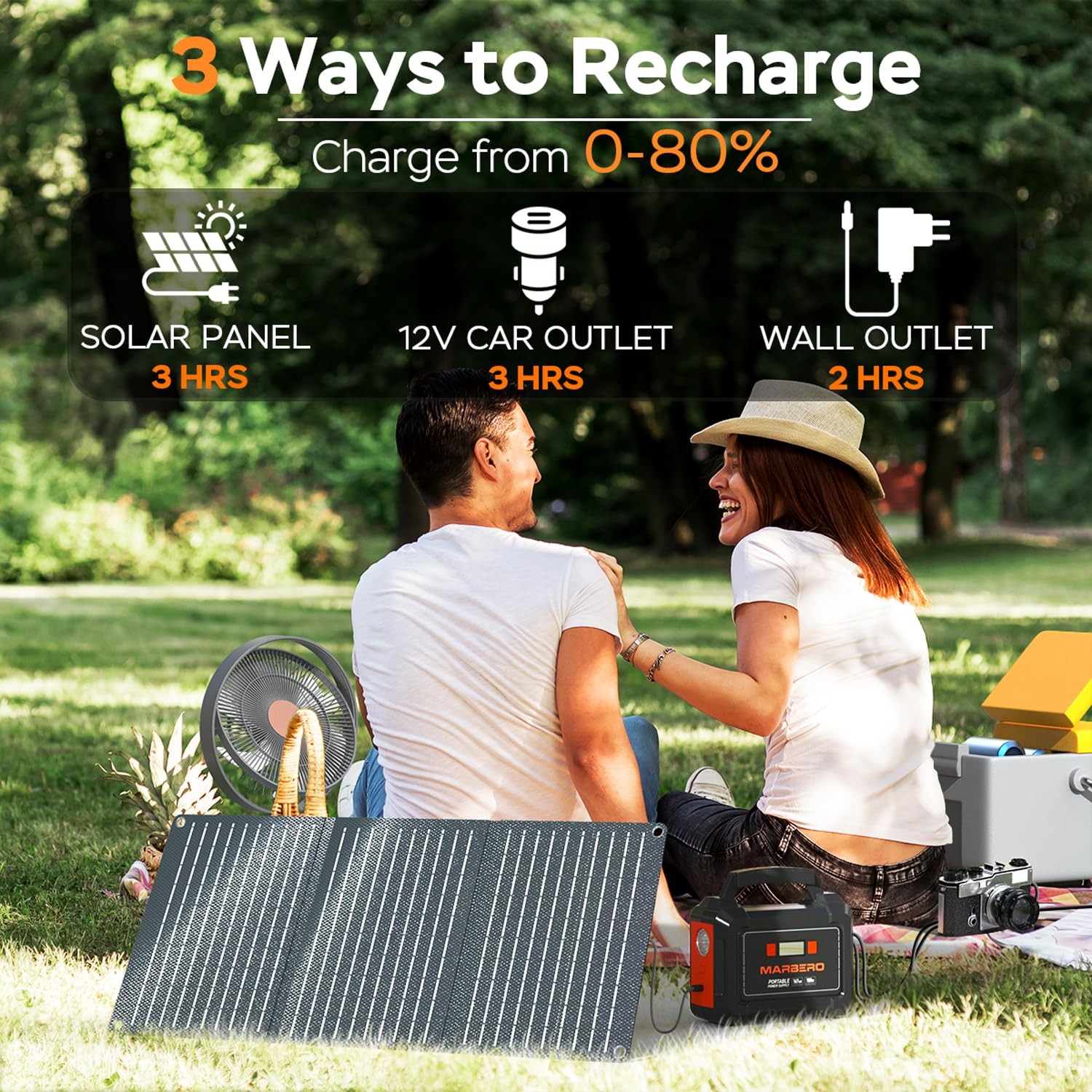 MARBERO Portable Power Station 100W Camping Solar Generator 162.8Wh Power Ban…