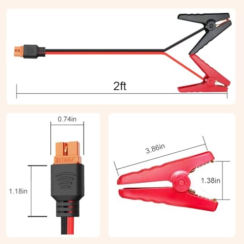 XT60i to Alligator Clips Terminal Cable, More Than 8A, 10AWG Extension 2FT