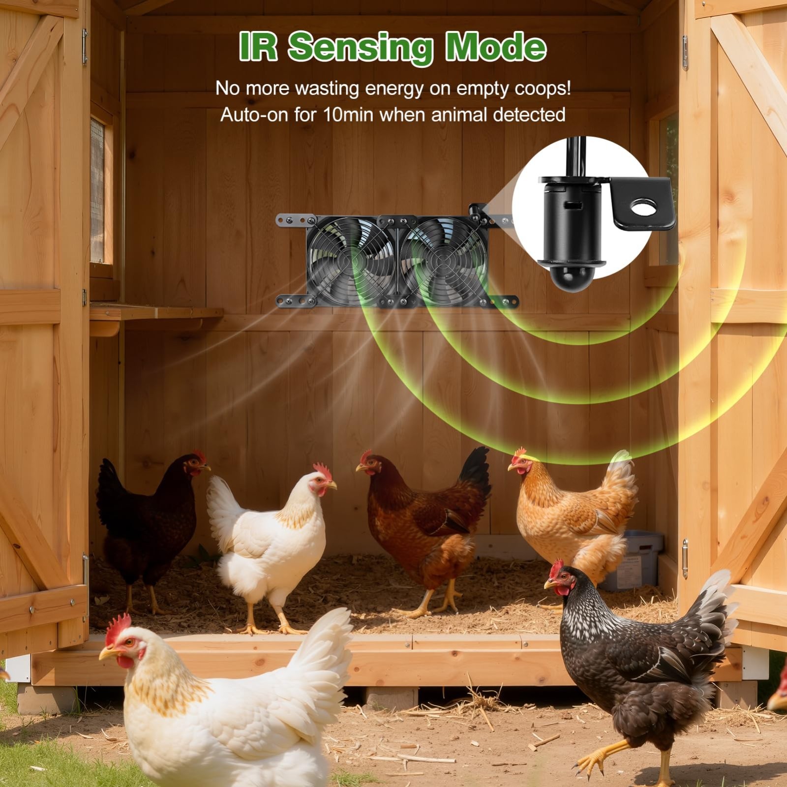 Solar-Powered Exhaust Fan for Chicken Coop & Greenhouse – 25W, 3 Modes, IP65 Wat
