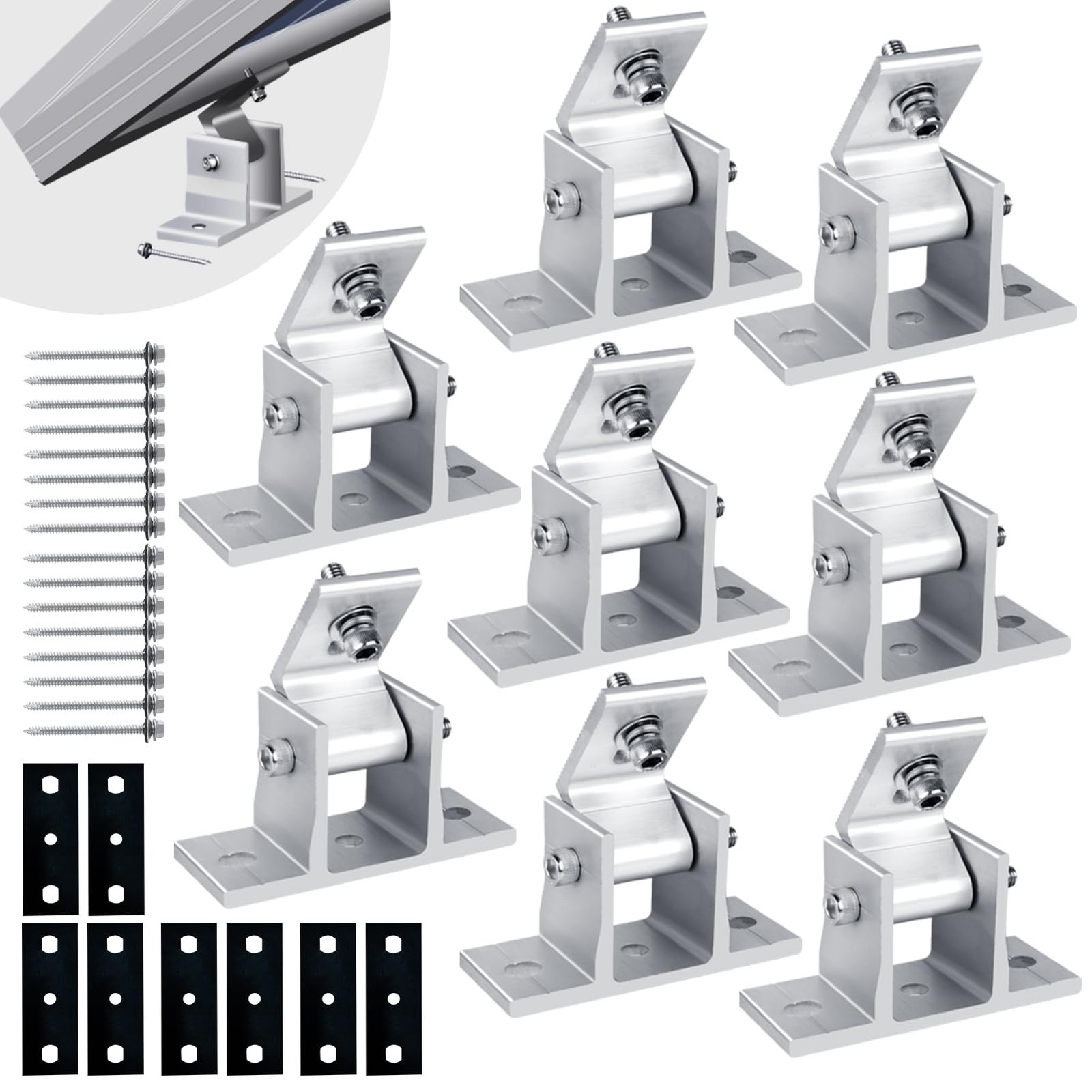 Solar Panel Mounting Brackets, 8PCS Adjustable RV Solar Panel Mount, Tilt Ang…