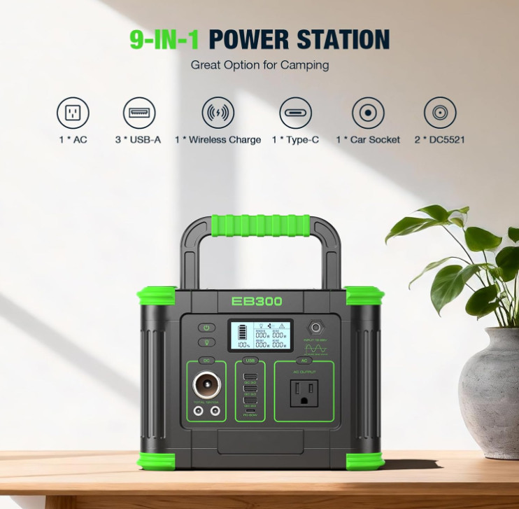 Estación de Energía Portátil 330W 288.6Wh con Carga Rápida 60W Solar, Nuevo