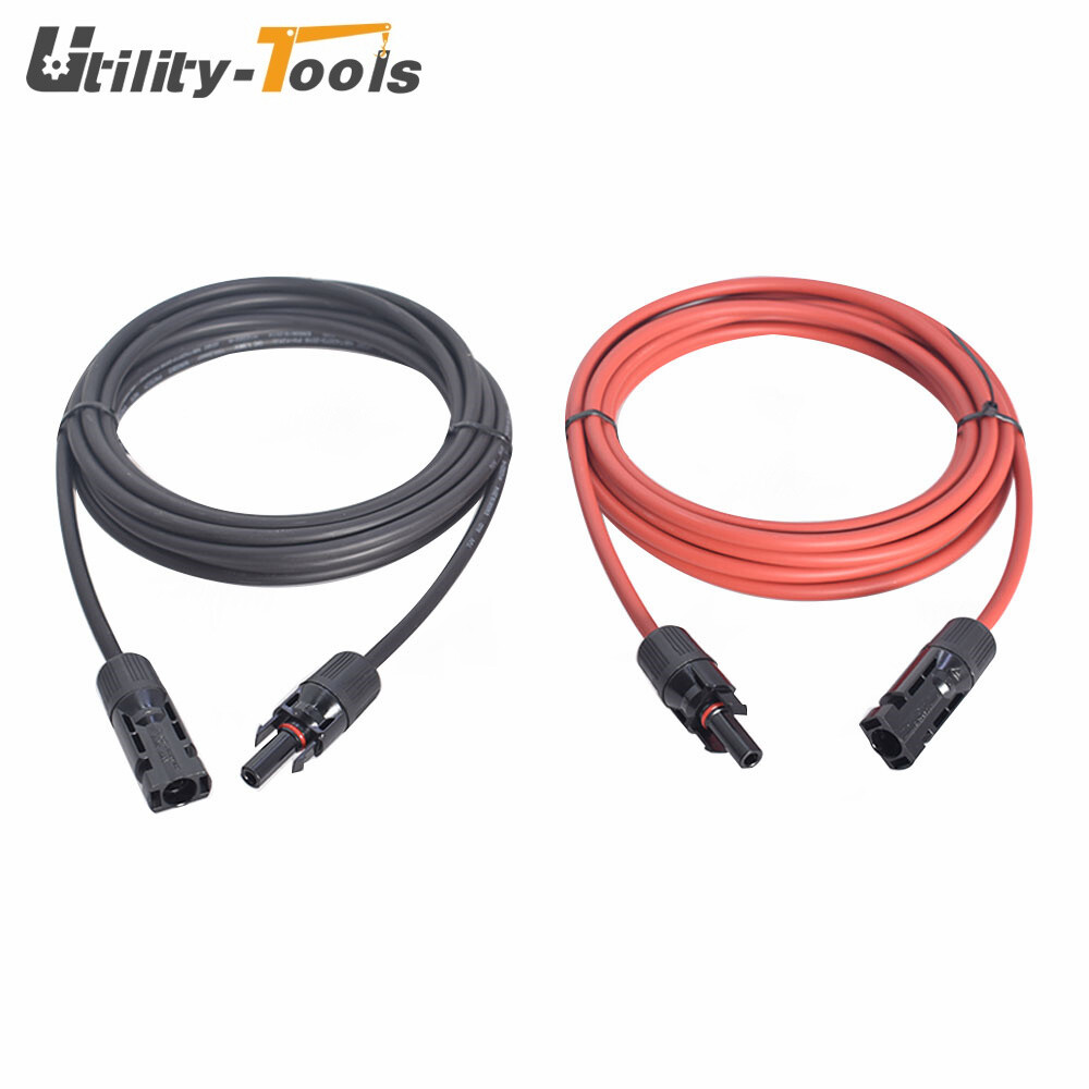 12 AWG 15 FT Black + Red High Quality Solar Panel Extension Cable Wire Connector