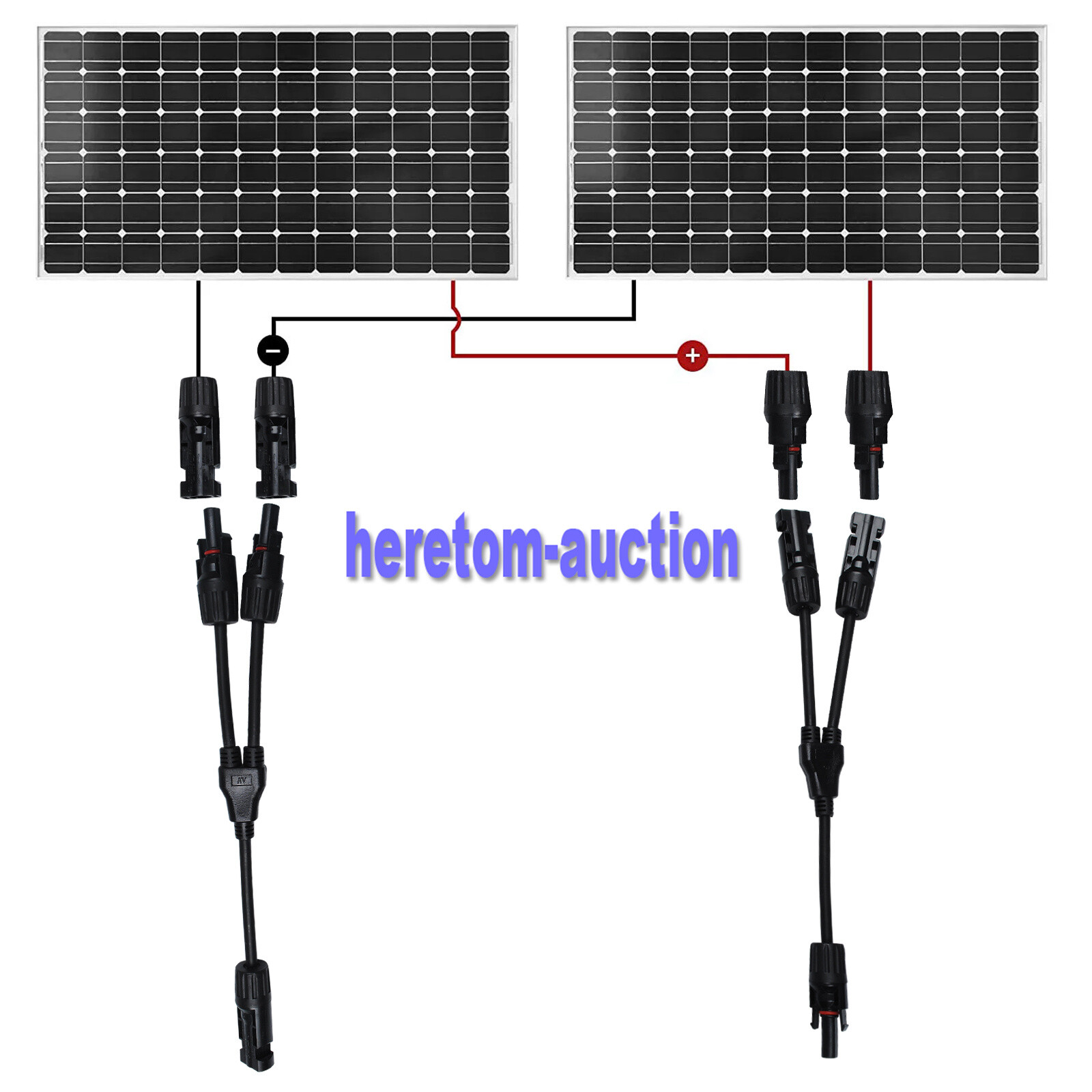 Solar Panel Y Branch Cable Connection Waterproof Adapter Connector Extension
