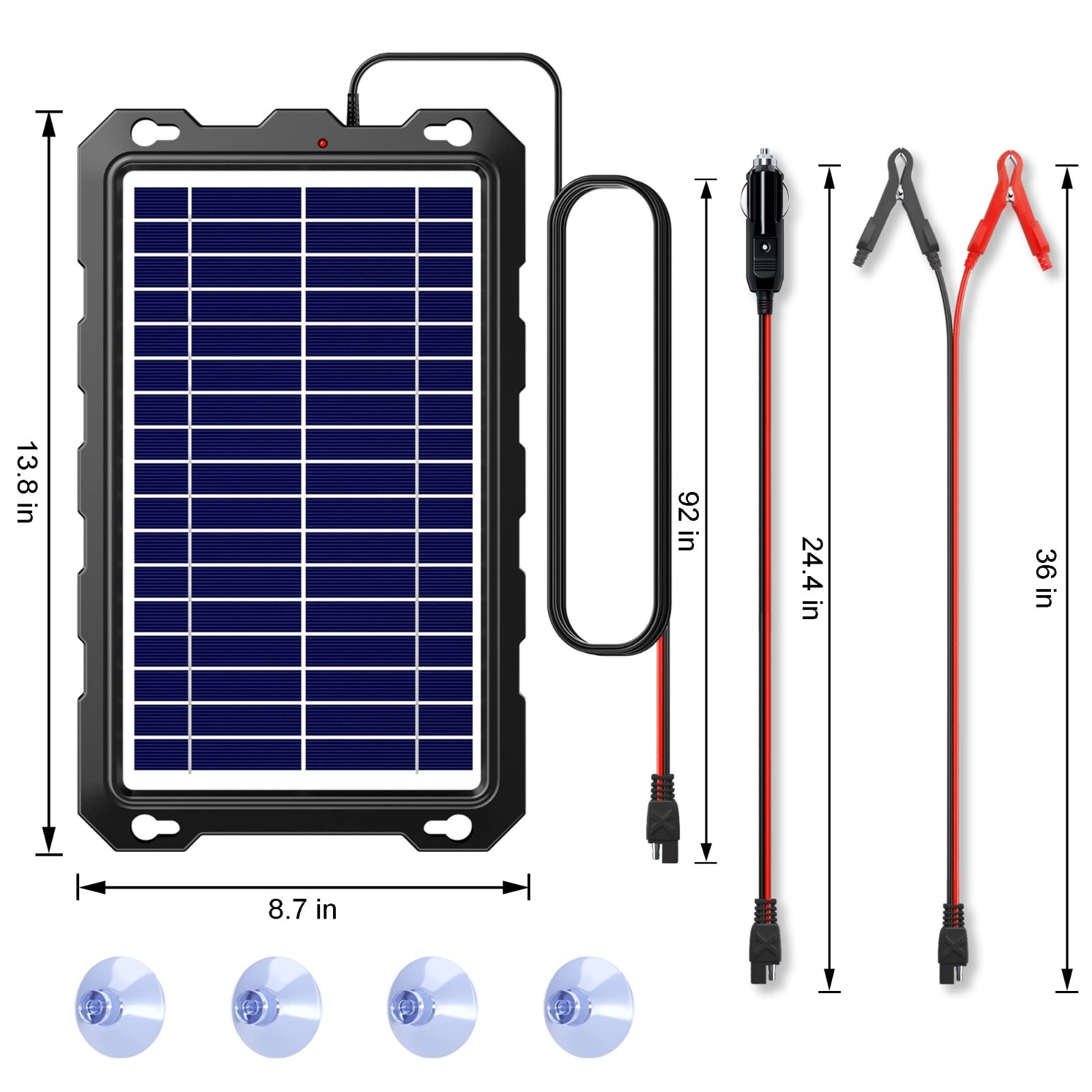 7.5W Solar Battery Trickle Charger Maintainer 12V Waterproof Panel Kit for Car,