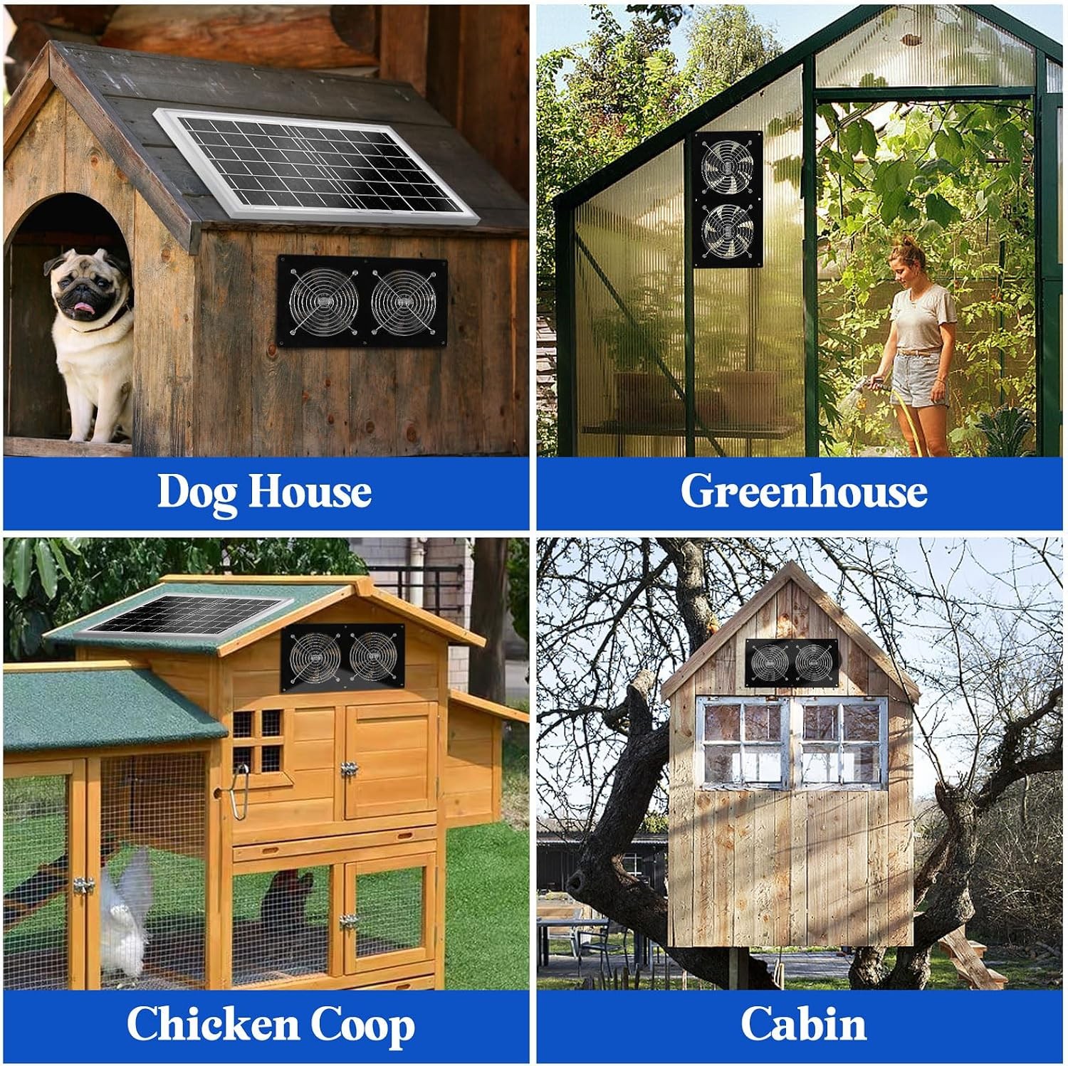 Solar Exhaust Fans & Powered Fan with 15W Panel & 2-Pack High-Speed Brushless DC