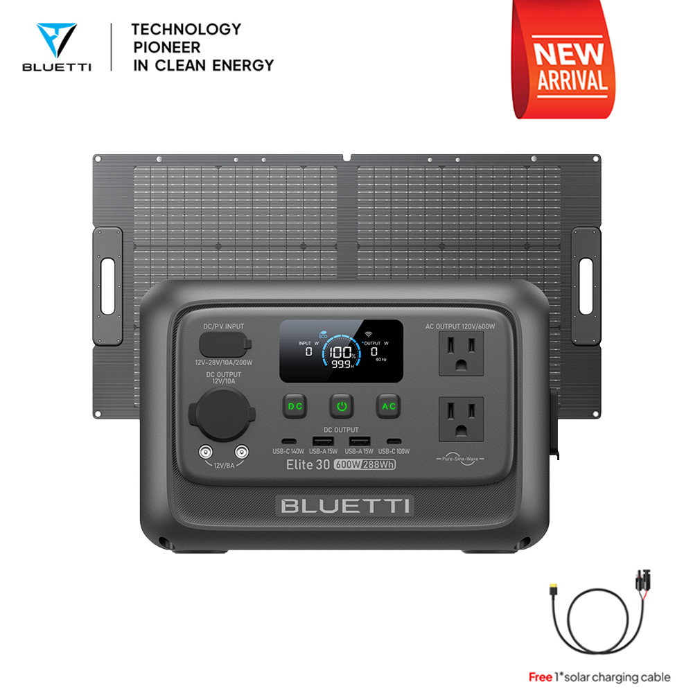 BLUETTI Elite 30 V2+100W Solar Panel 288Wh Portable Power Station LFP for Trip