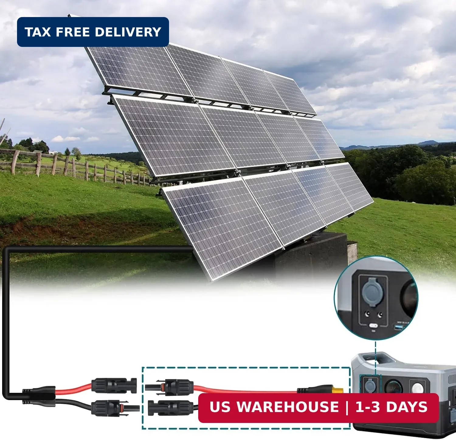 XT60 Connector, MC4 to XT60 Extension Charging Cable 2FT, Solar to XT60 Cable 10