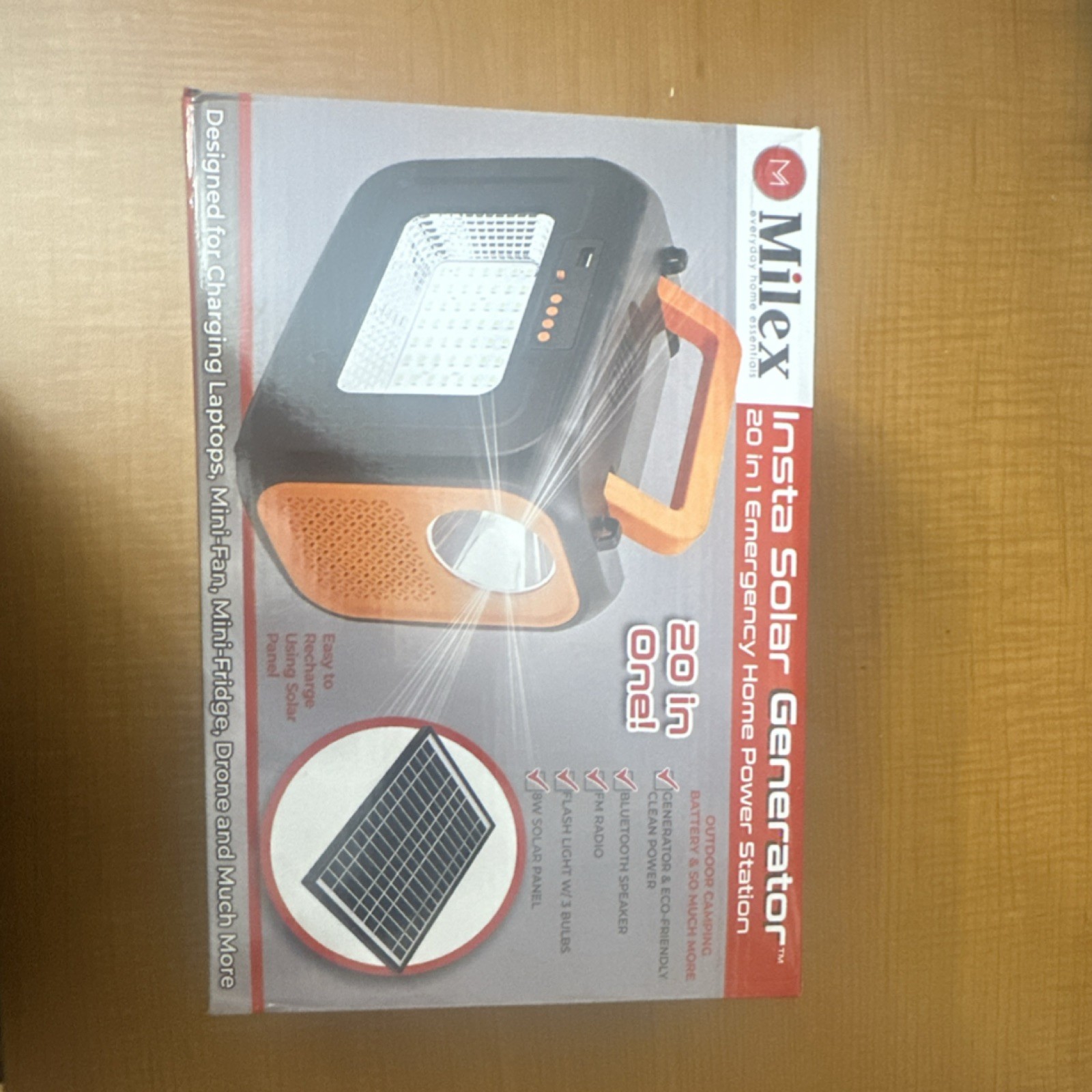 Milex Insta Solar Generator Portable Solar Panel Kit Bluetooth Speaker