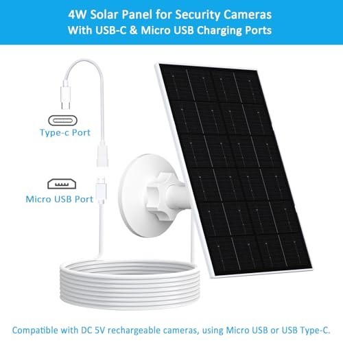 4W USB Solar Panel Charger for Security Camera, IP66 Waterproof, 360° Adjustable