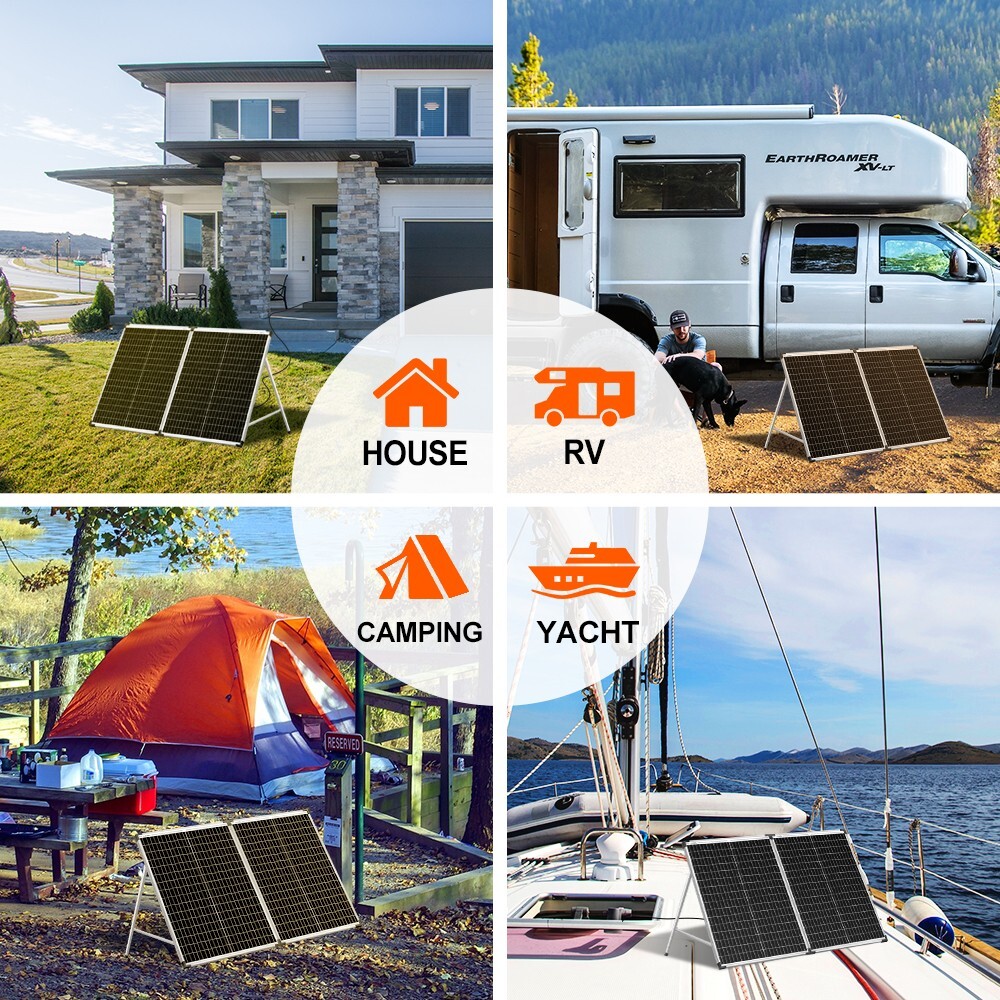 Dokio 100W Portable Foldable Glass Solar Panel Kit for Camping/Car Battery/Home