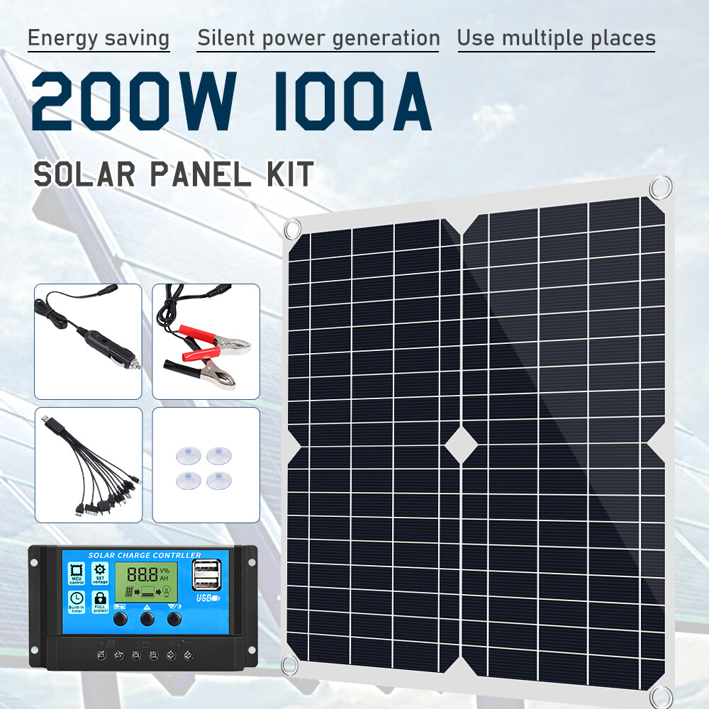 200W Solar Panel Kit 12V Battery Charger with 100A Controller Caravan Boat