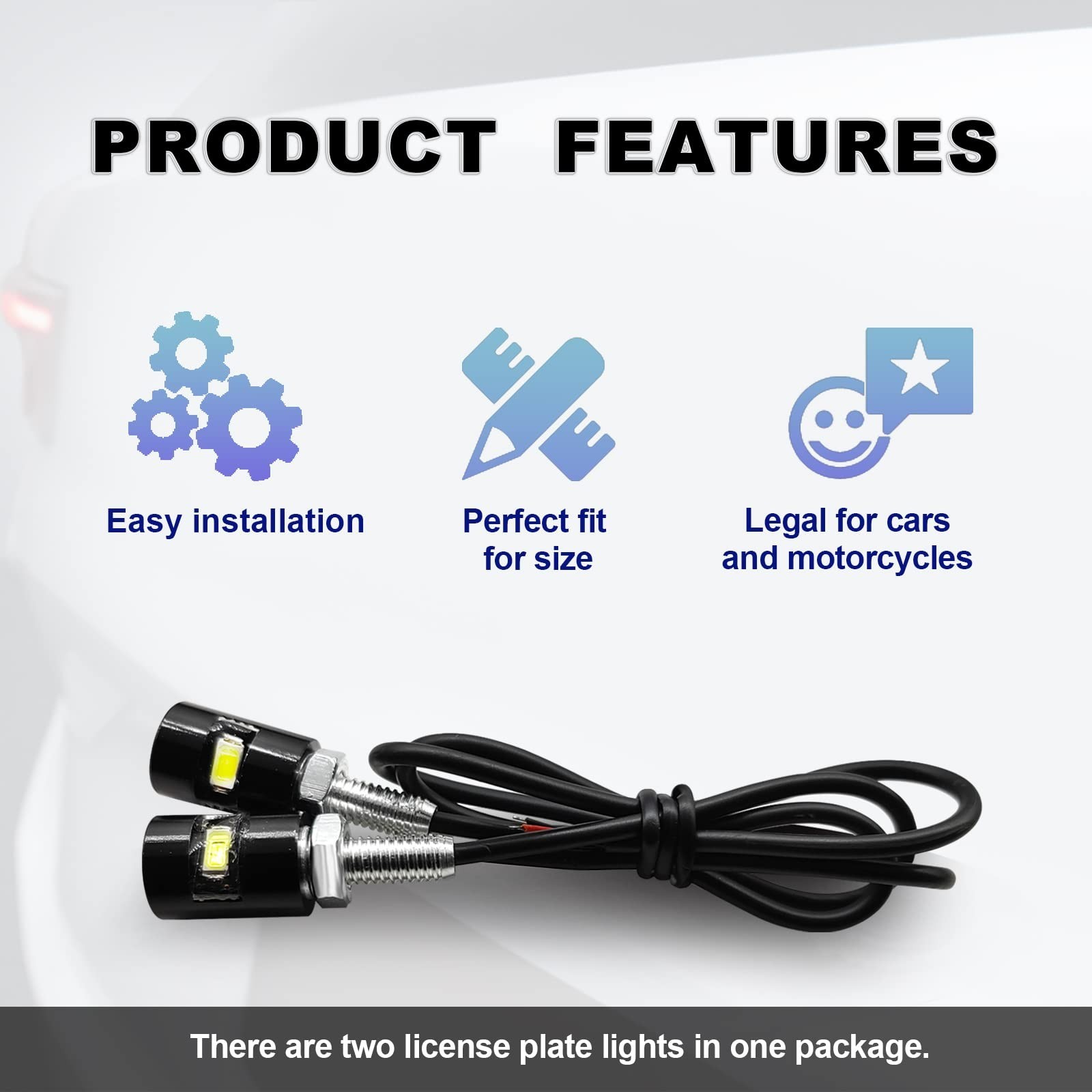 2PCS License Plate Light, Super Bright 12V White LED Bulb License Screw Bolt …