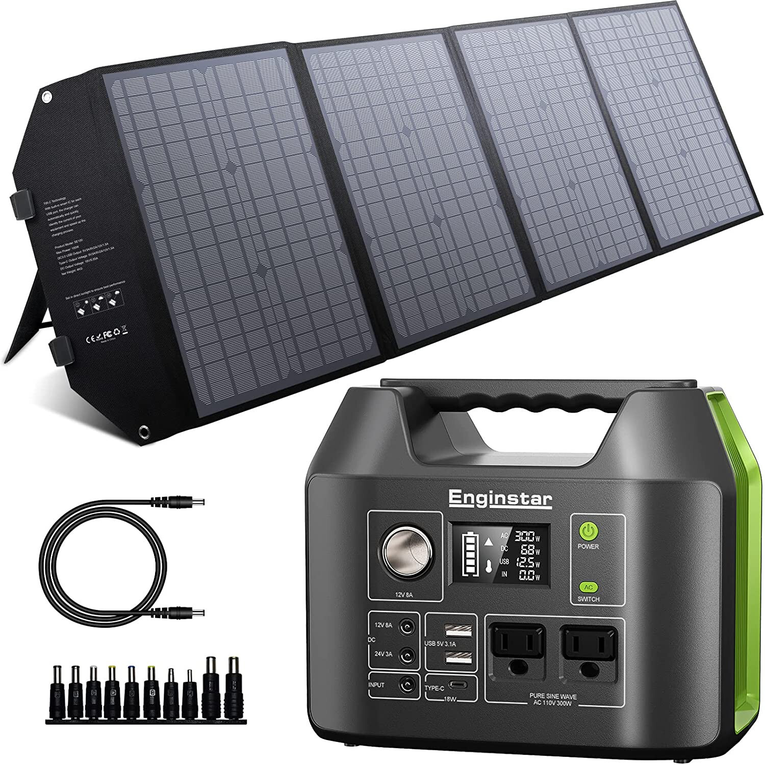 300W Green Solar Generator, Portable Power Station with Solar Panels