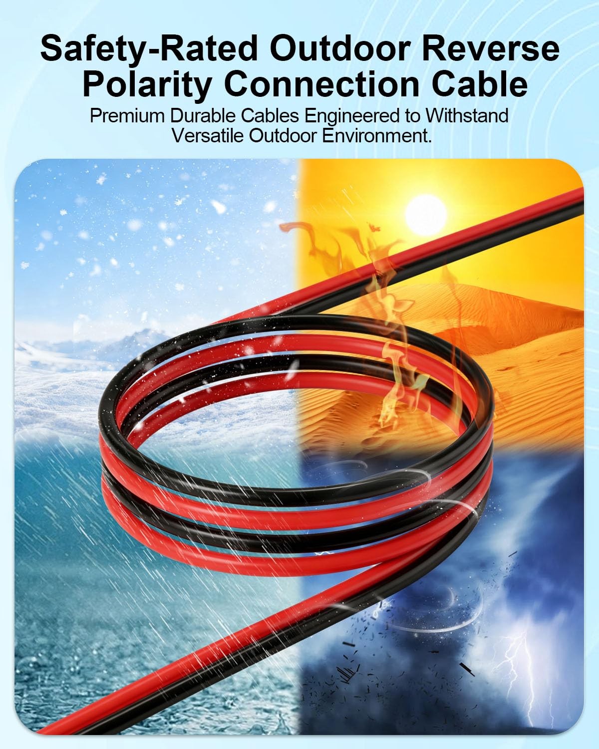 Solar Panel Connector to SAE Adapter Cable 1FT 10AWG