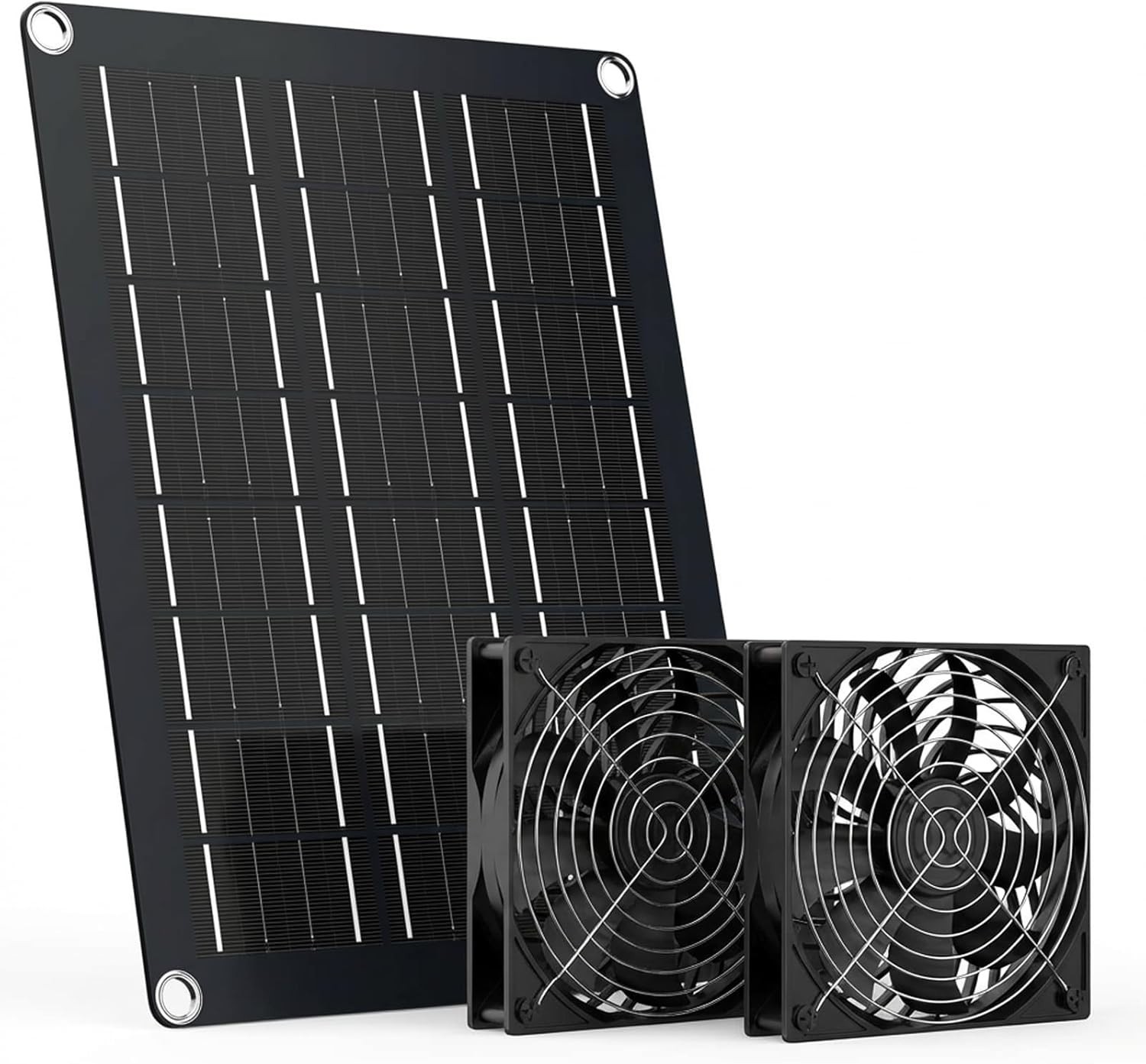 4.7 Inch Solar Powered Fan Kit, 15W Solar Panel with 2 Waterproof Fans, Intak…