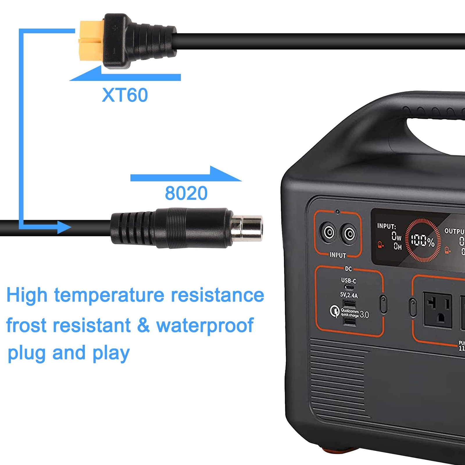 XMSJSIY XT60 to 8mm Adapter Cable Bullet Connector 14AWG DC 8020 Power Adapte…