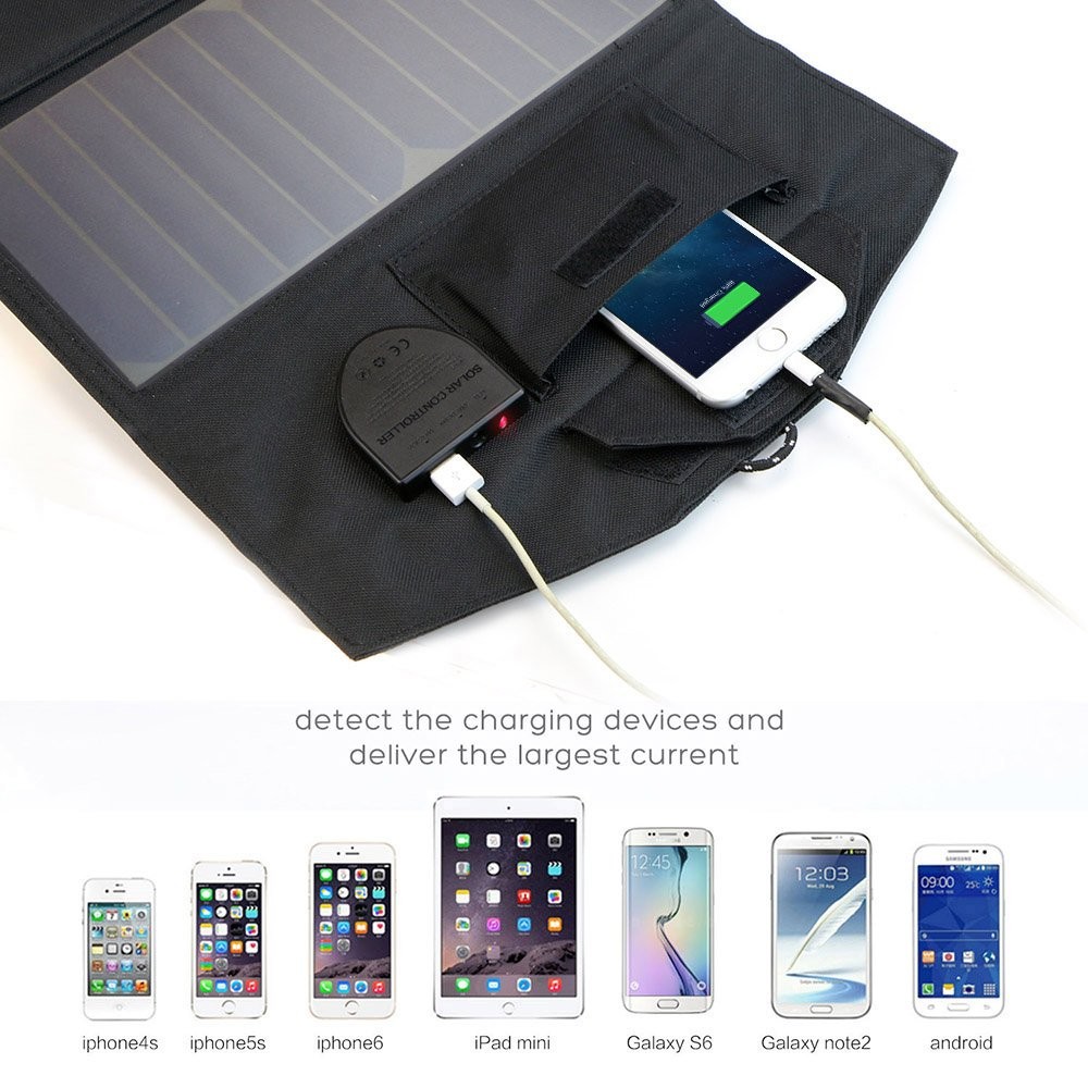 18V 21W Foldable Solar Charger Panel Waterproof For Battery Mobile Phone Outdoor