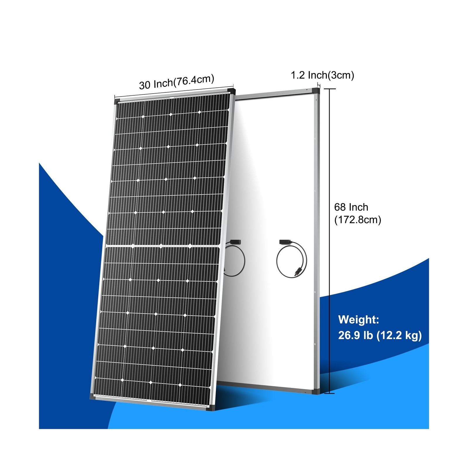 Solar Panel 250W 12 Volt 10BB Cell,Monocrystalline High-Efficiency 250 Watt 1…