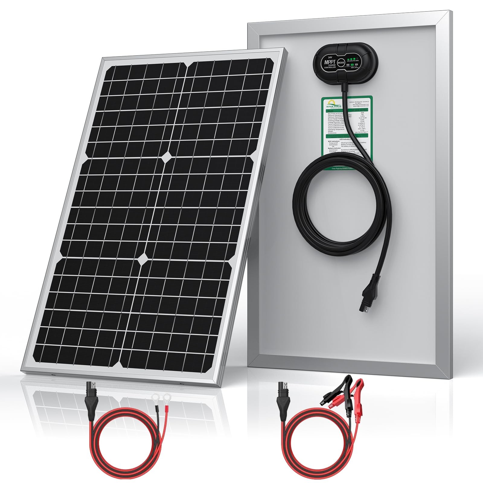 30W Solar Panel Trickle Charger for 24V Batteries – Ultra-Smart MPPT Tech