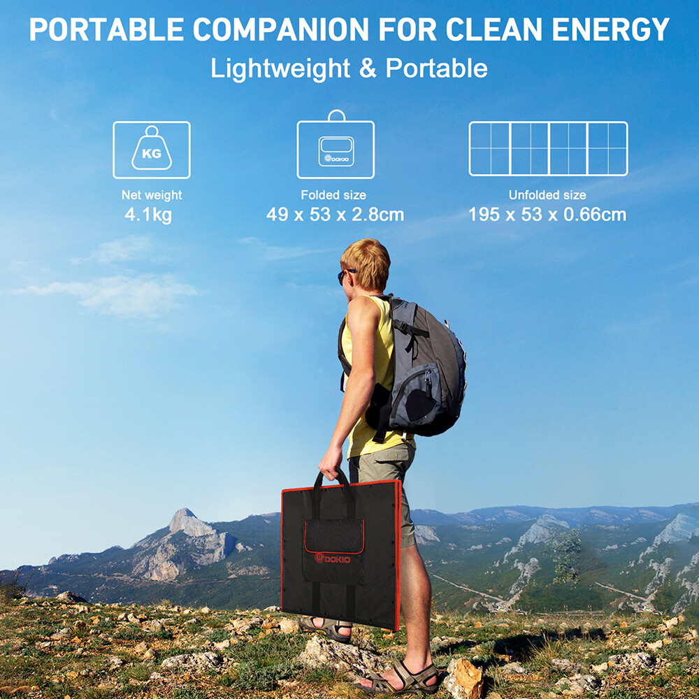 Dokio 160W Portable Foldable Solar Panel Kit For Solar Generator/Car Battery