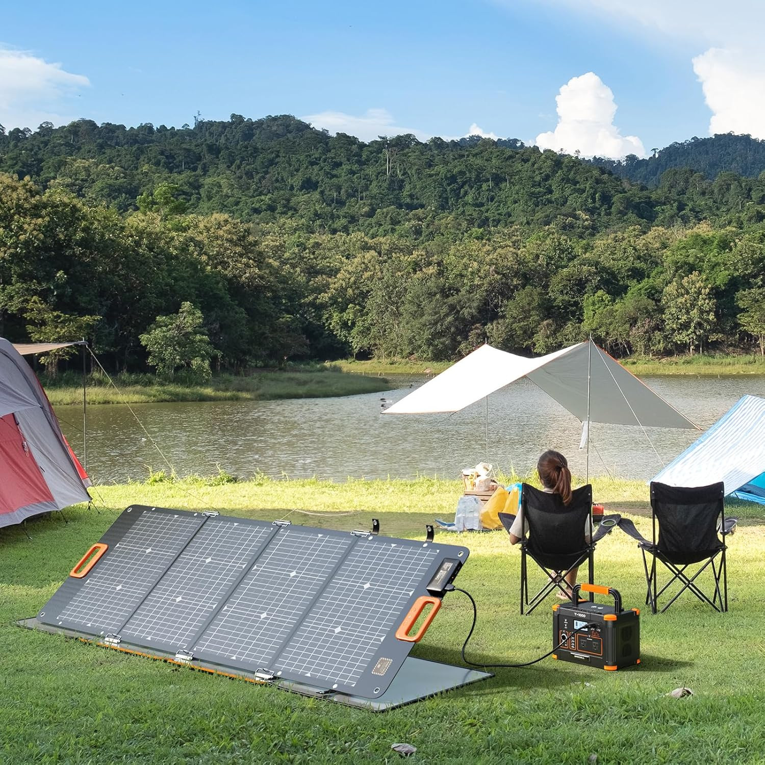 GRECELL 120W Portable Solar Panel for Power Station, 24% High Efficiency Bifacia
