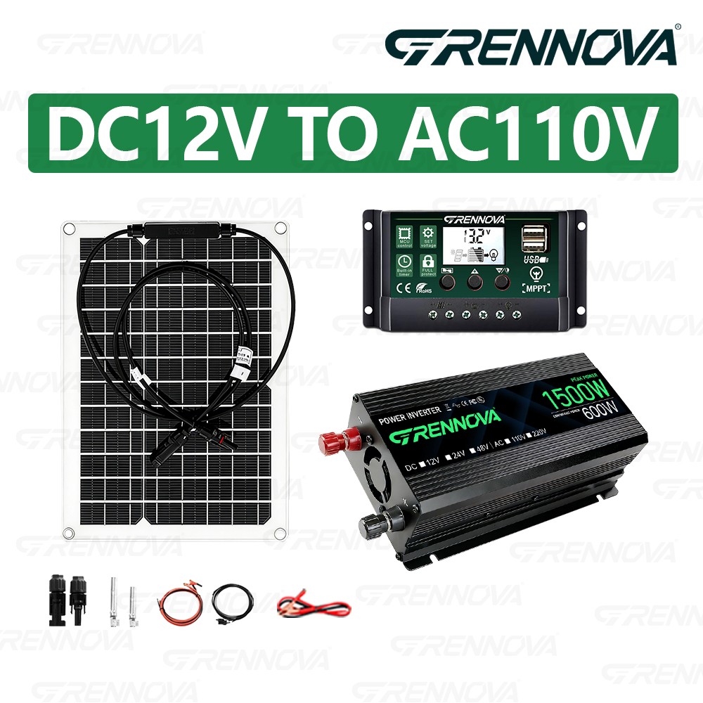 Grennova 1500W Complete Set Plug and Play Real 12V To 110V/220V Power Inverter