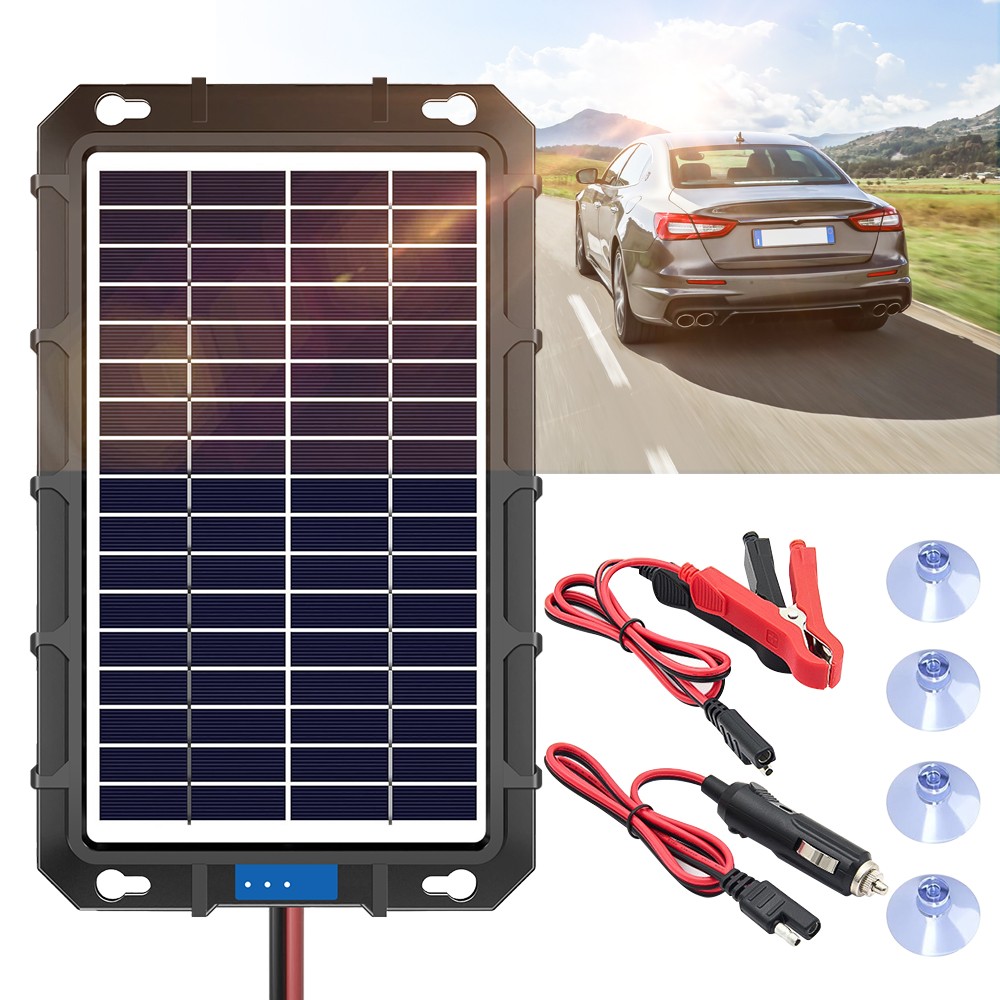 15W Solar Battery Trickle Charger&Maintainer Solar Panel Kit 12V/18V Car Camping