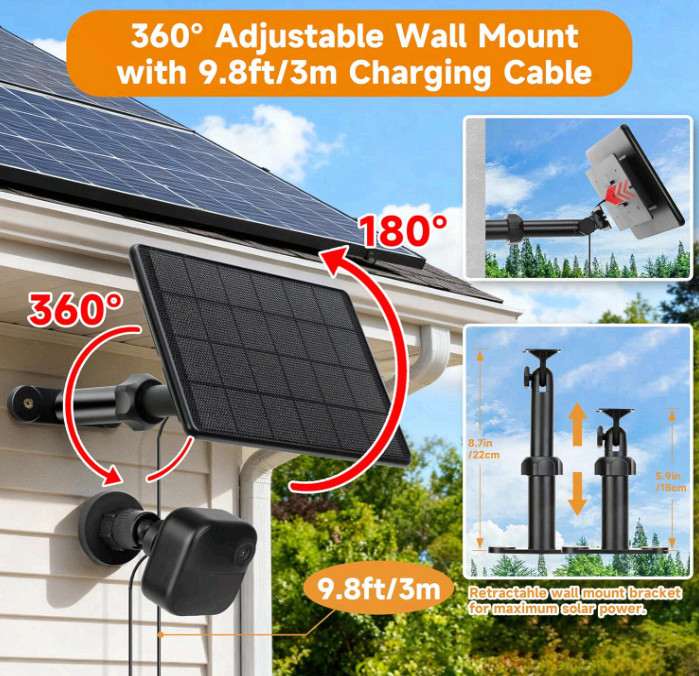 4-Pack 6W Solar Panel for Blink Outdoor 2K+/4/3 XT3 XT2/XT,10ft Waterproof