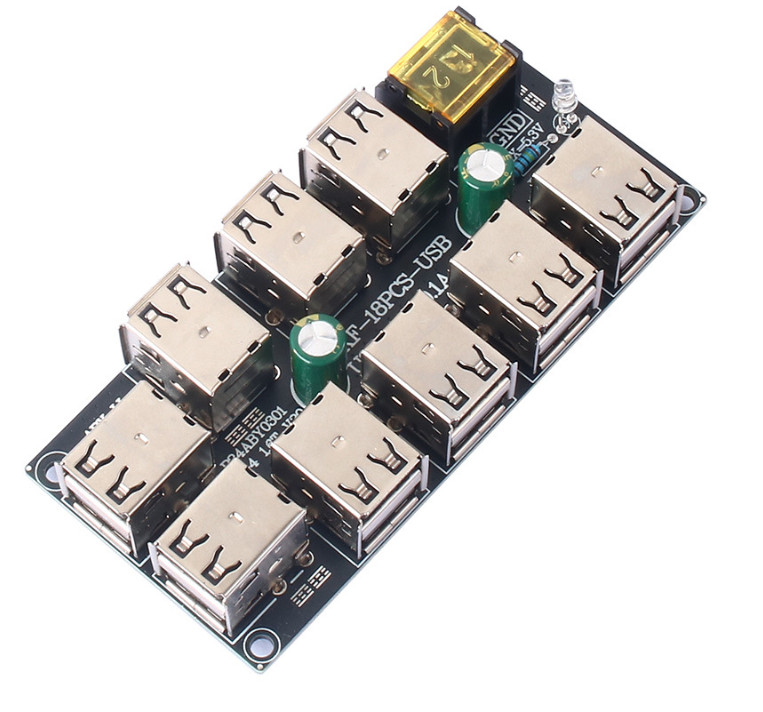 18-Port USB Charging Hub Magnetic Mount High Efficiency Power Splitter