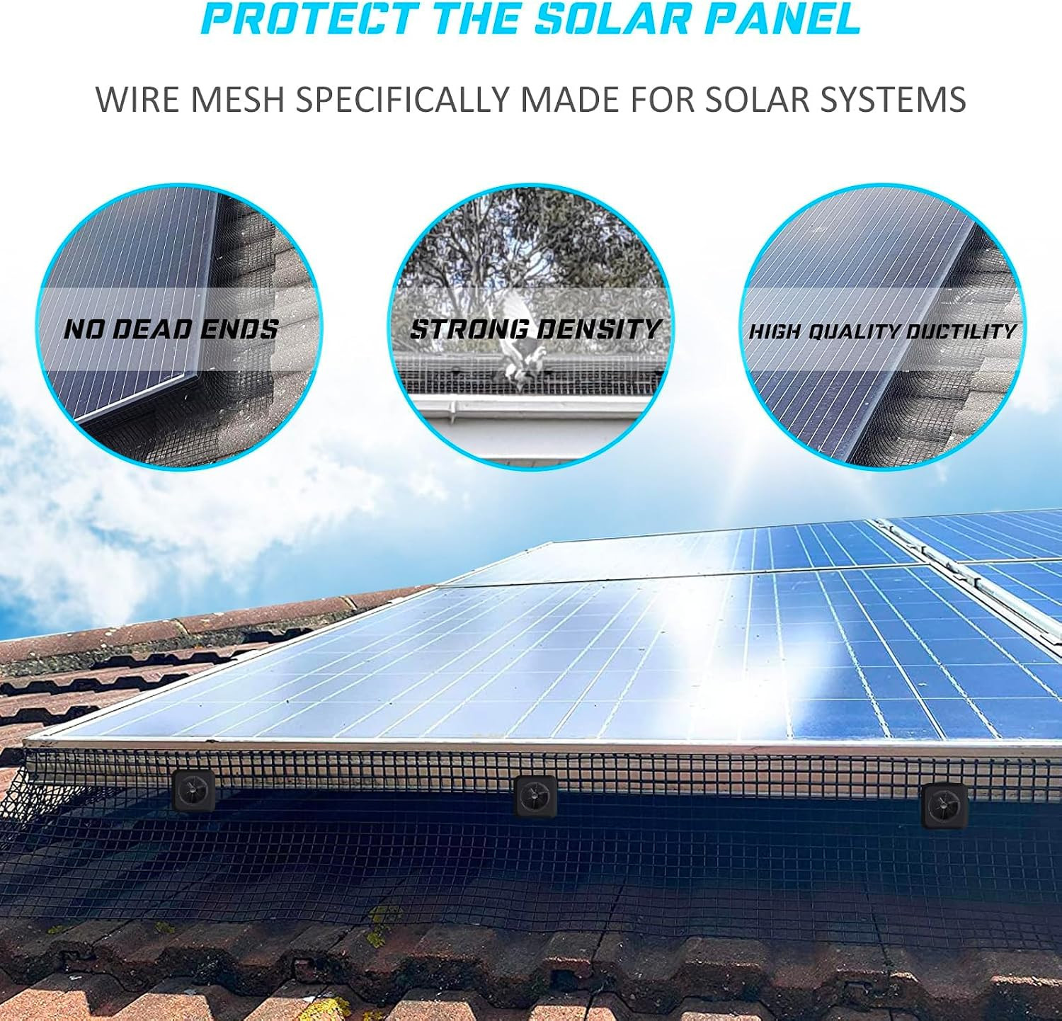 Solar Panel Bird Guard Mesh 8In X100 Ft 70 Fasteners Solar Critter Guard Solar P