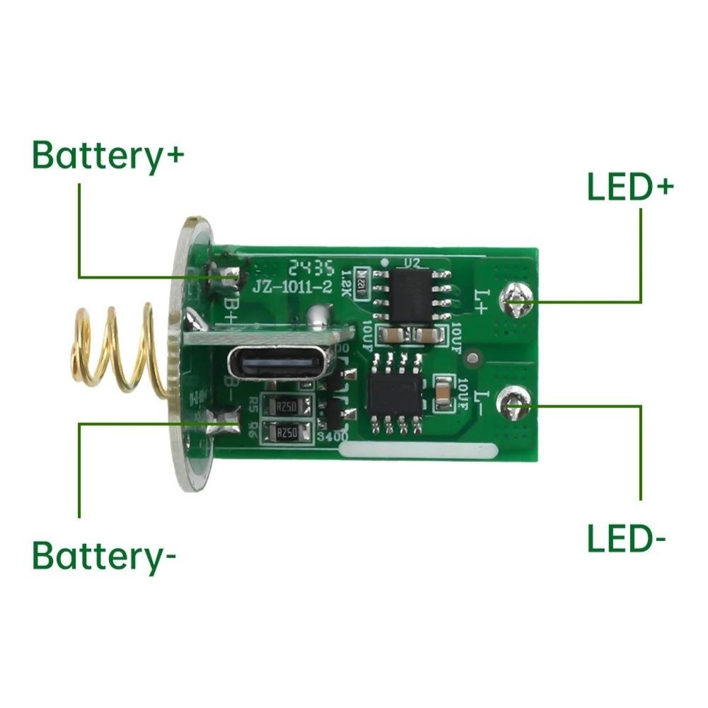 Compact 31×19.6mm LED Driver PCB for 3-4.2V Flashlights with Switch