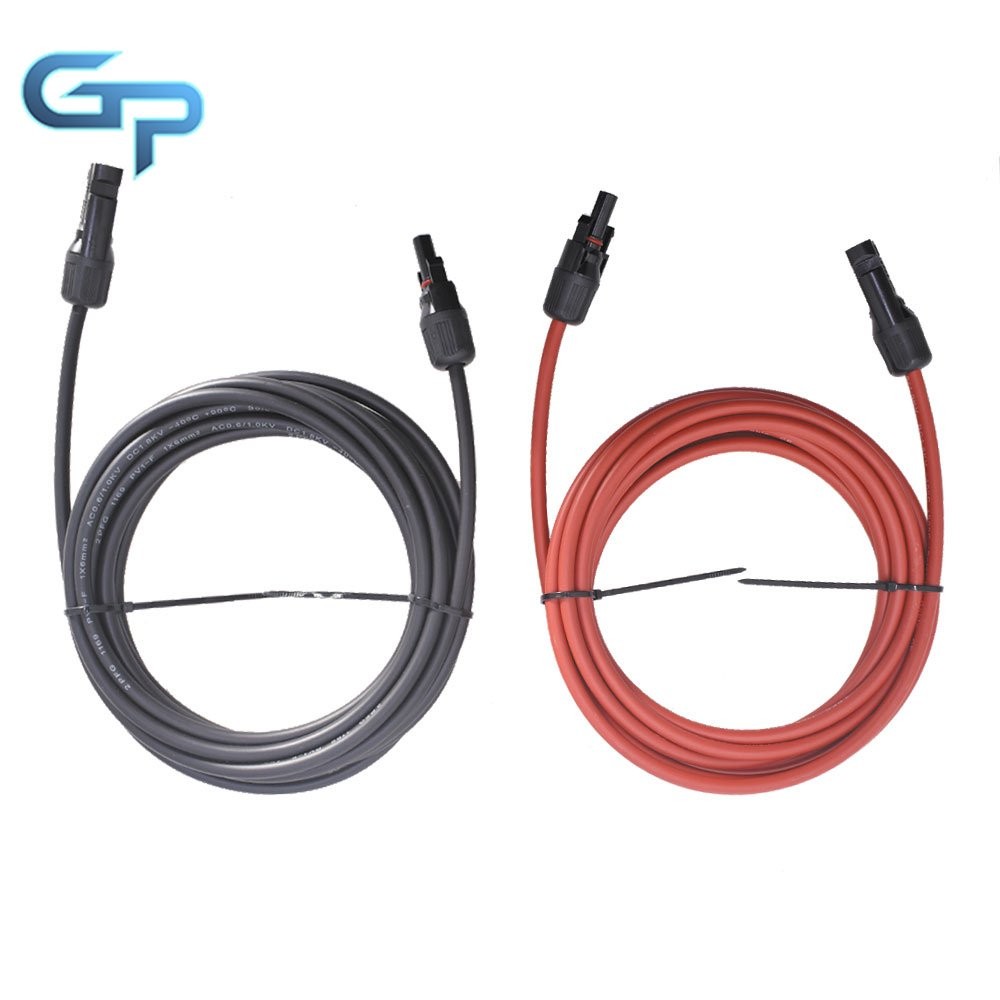 New 1 Pair 15ft Solar Panel Extension Cable Wire Connector Black + Red 10 AWG