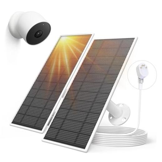 Solar Panel for Google Nest Camera, 5W Solar Power Charger for Nest 2 Pack