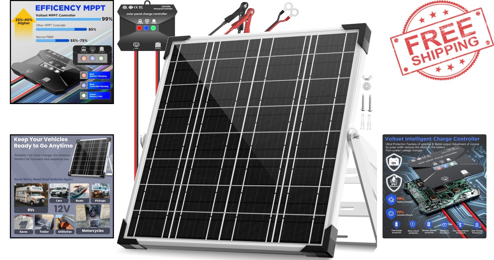 Efficient 20W Solar Battery Charger with Multi-Layer Protection for Off-Grid Use
