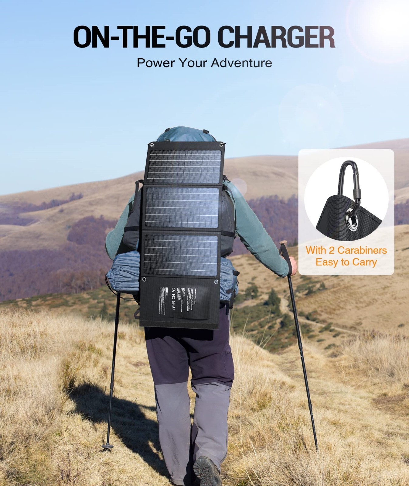 30W Solar Charger USB-A QC3.0 24W USB-C DC 30W Outputs, Foldable Solar Panel