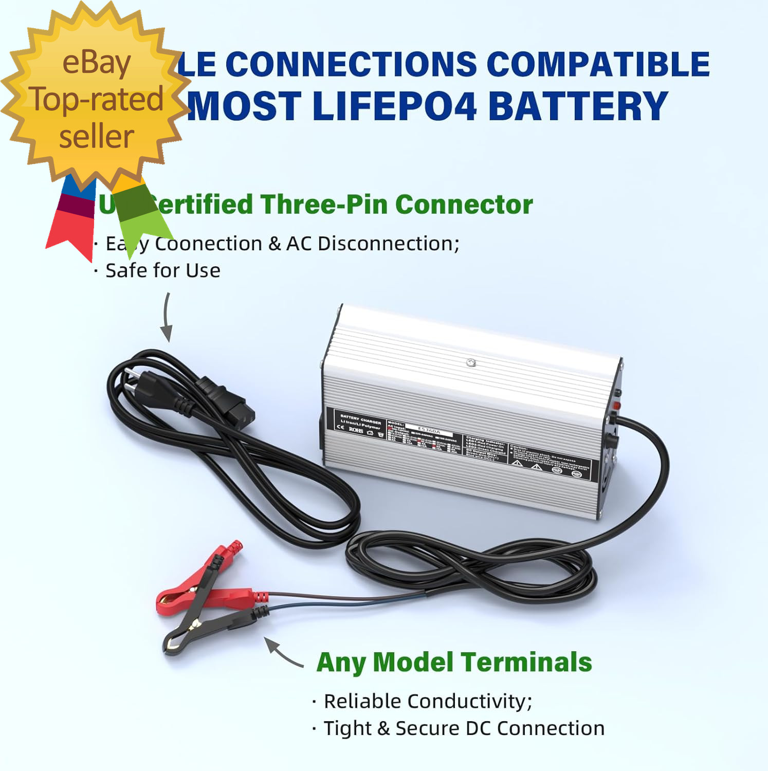 58.4V 5A AC-DC Battery Charger Dedicated Best Solution forLithium Iron Phosphate